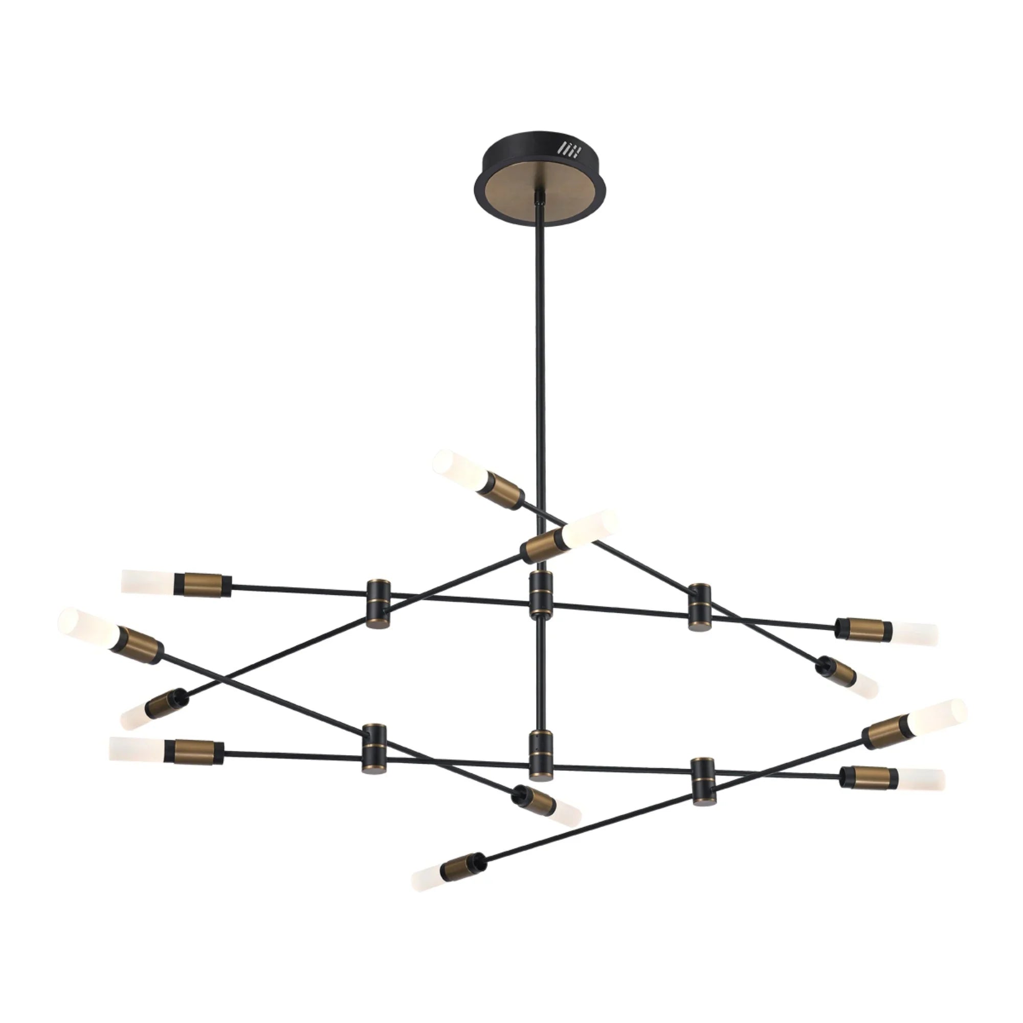Albany 12-Light 41" LED Chandelier, Black & Brass Finish - Bees Lighting