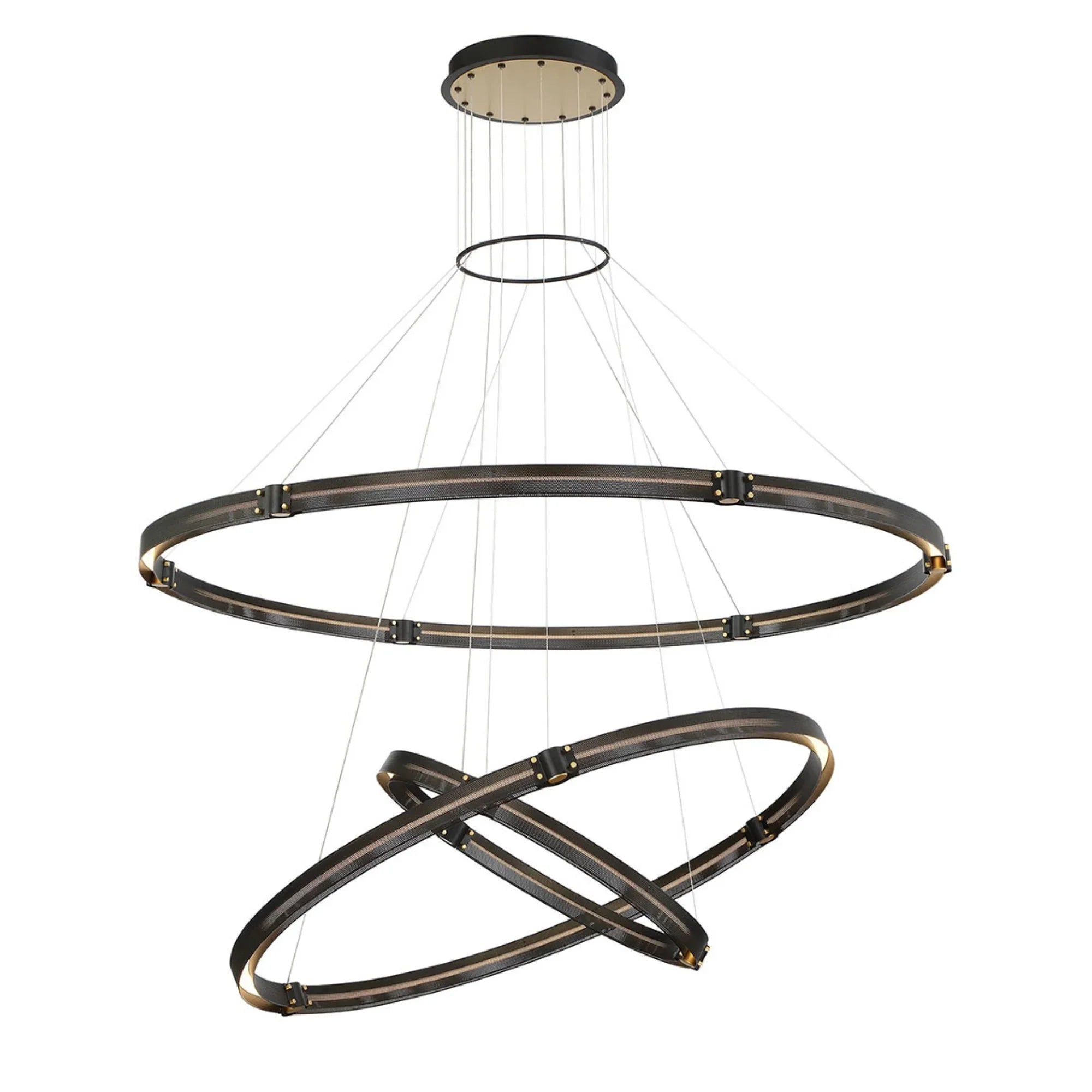 Admiral 3-Tiers 62" LED Grand Chandelier, Gold & Black Finish - Bees Lighting