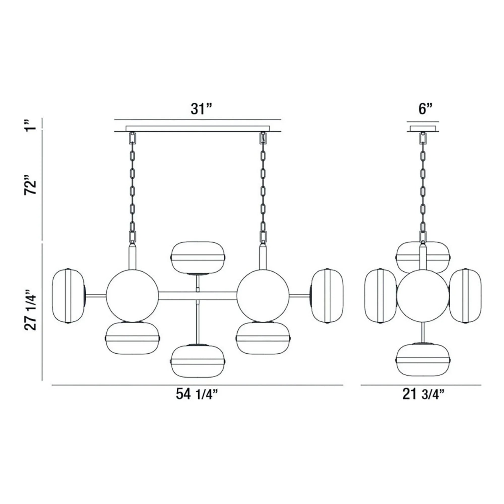 Nottingham 10-Light 54" Chandelier, Antique Brass Finish - Bees Lighting