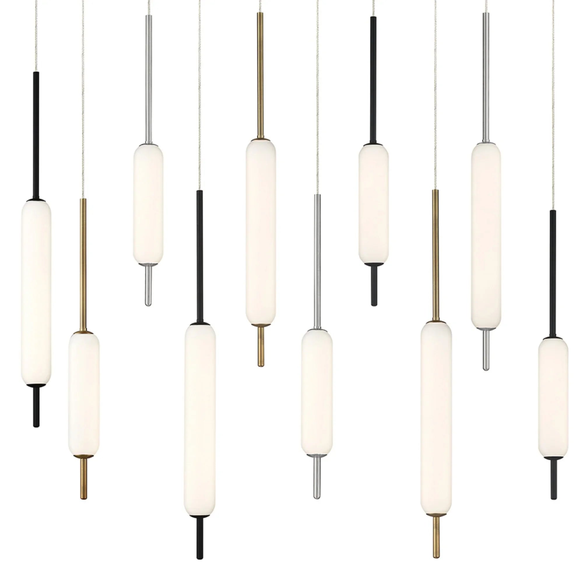 Cumberland 12-Light 22" LED Multi Drop Chandelier, Black & Gold & Nickel Finish - Bees Lighting