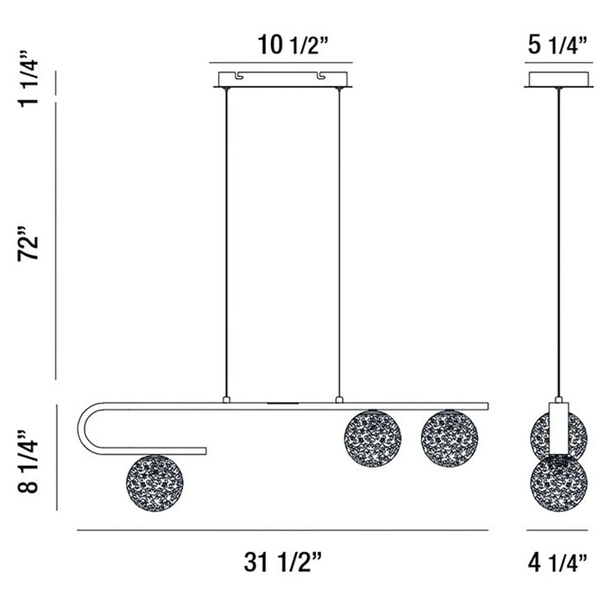 Phillimore 3-Light 32" LED Linear Chandelier, Gold Finish - Bees Lighting