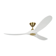 Maverick 60 Inch White and Brass Damp Rated Ceiling Fan with Remote - Bees Lighting