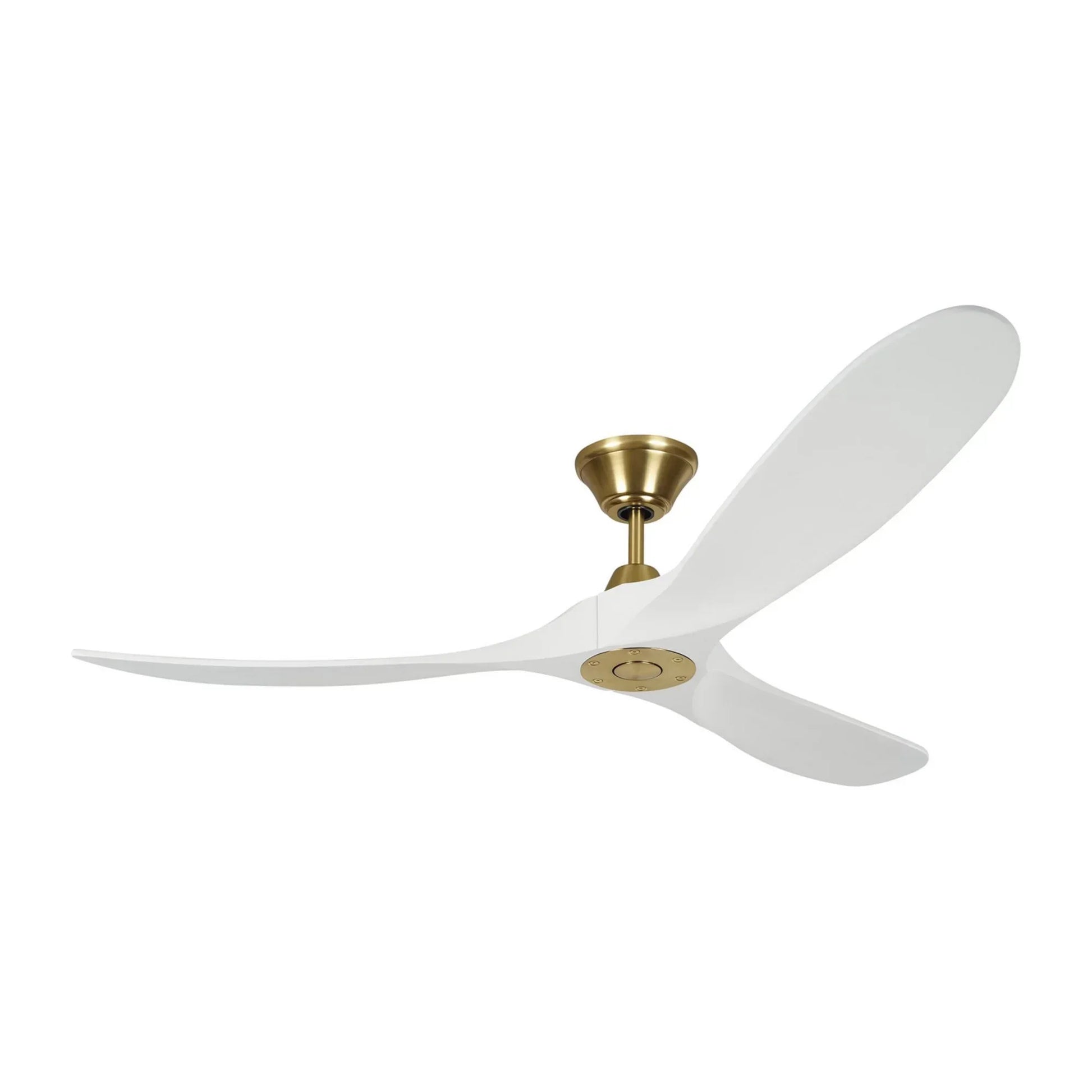 Maverick 60 Inch White and Brass Damp Rated Ceiling Fan with Remote - Bees Lighting