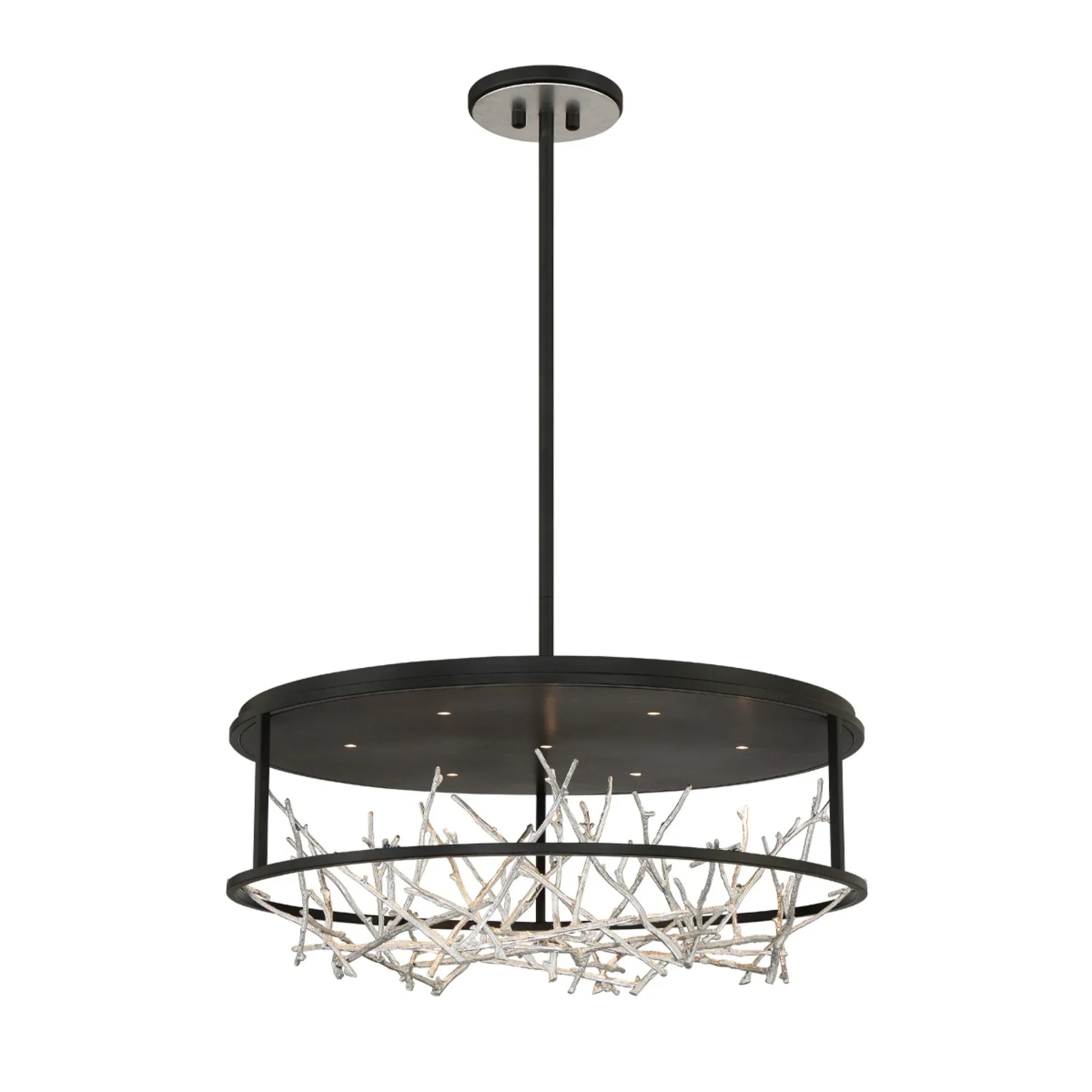 Aerie 31" LED Chandelier, Silver & Black Finish - Bees Lighting