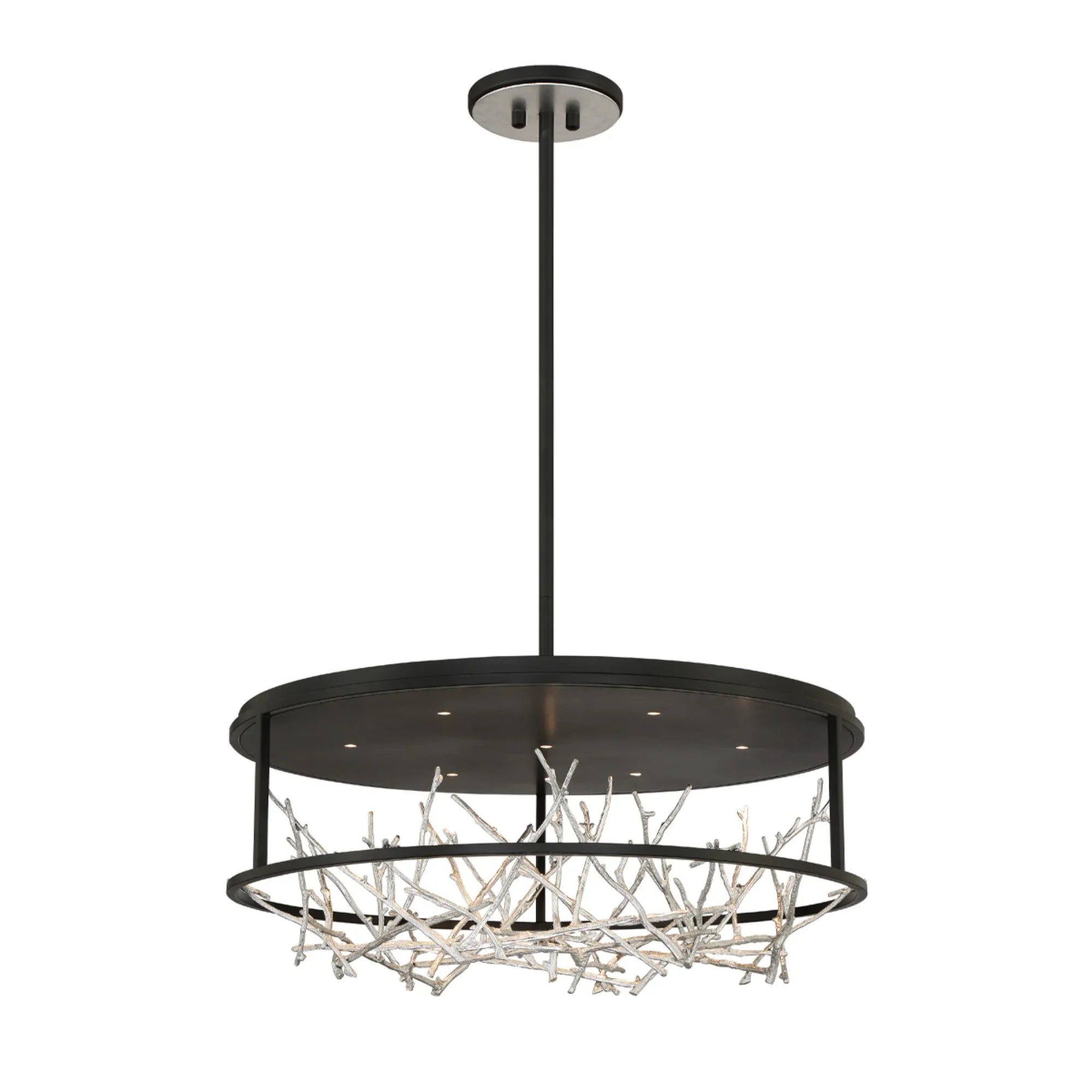 Aerie 31" LED Chandelier, Silver & Black Finish - Bees Lighting