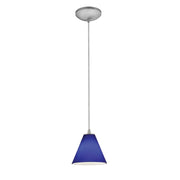 Martini 7" LED Pendant, Brushed Steel Finish, Cobalt Diffuser, Cord - Bees Lighting
