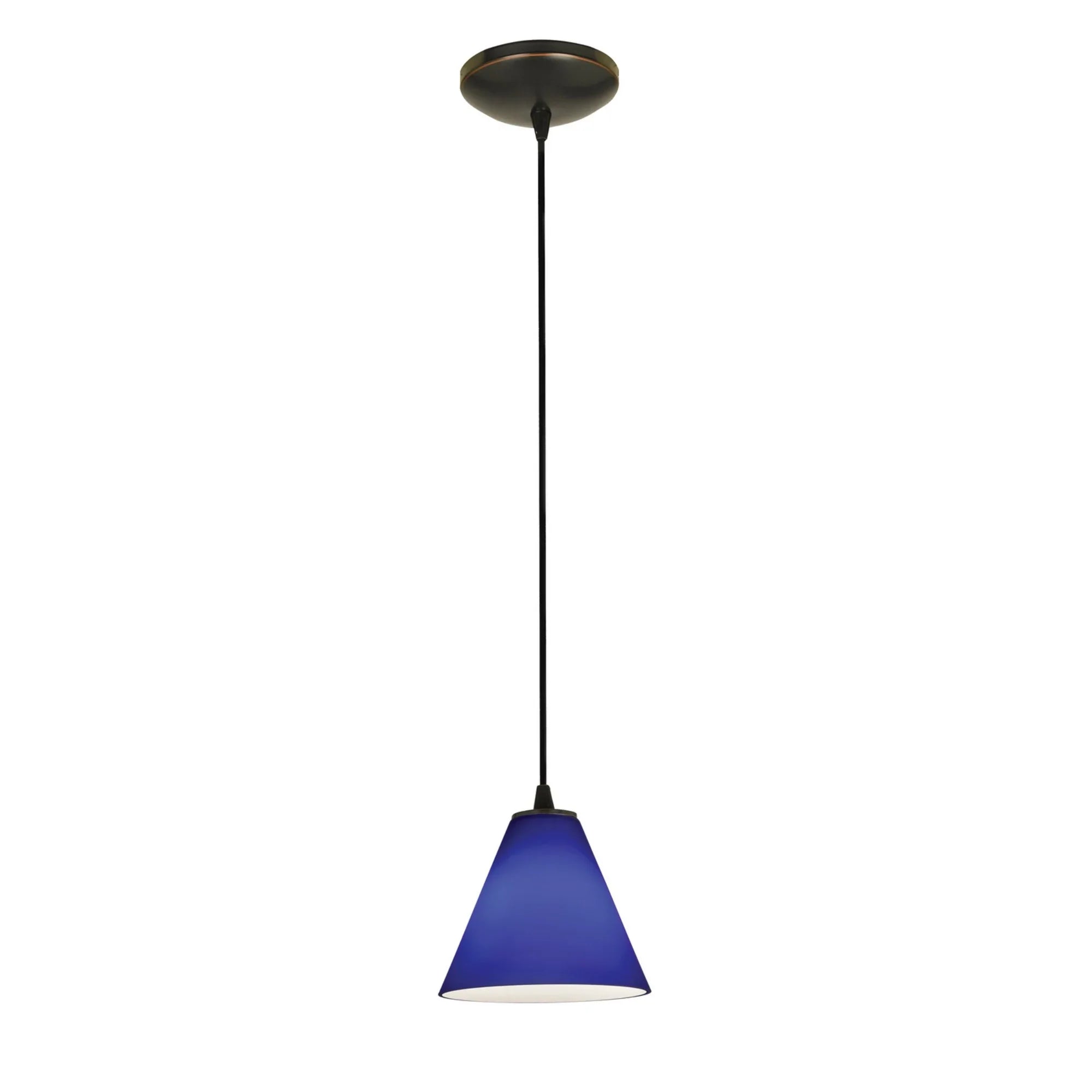 Martini 7" LED Pendant, Oil Rubbed Bronze Finish, Cobalt Diffuser, Cord - Bees Lighting