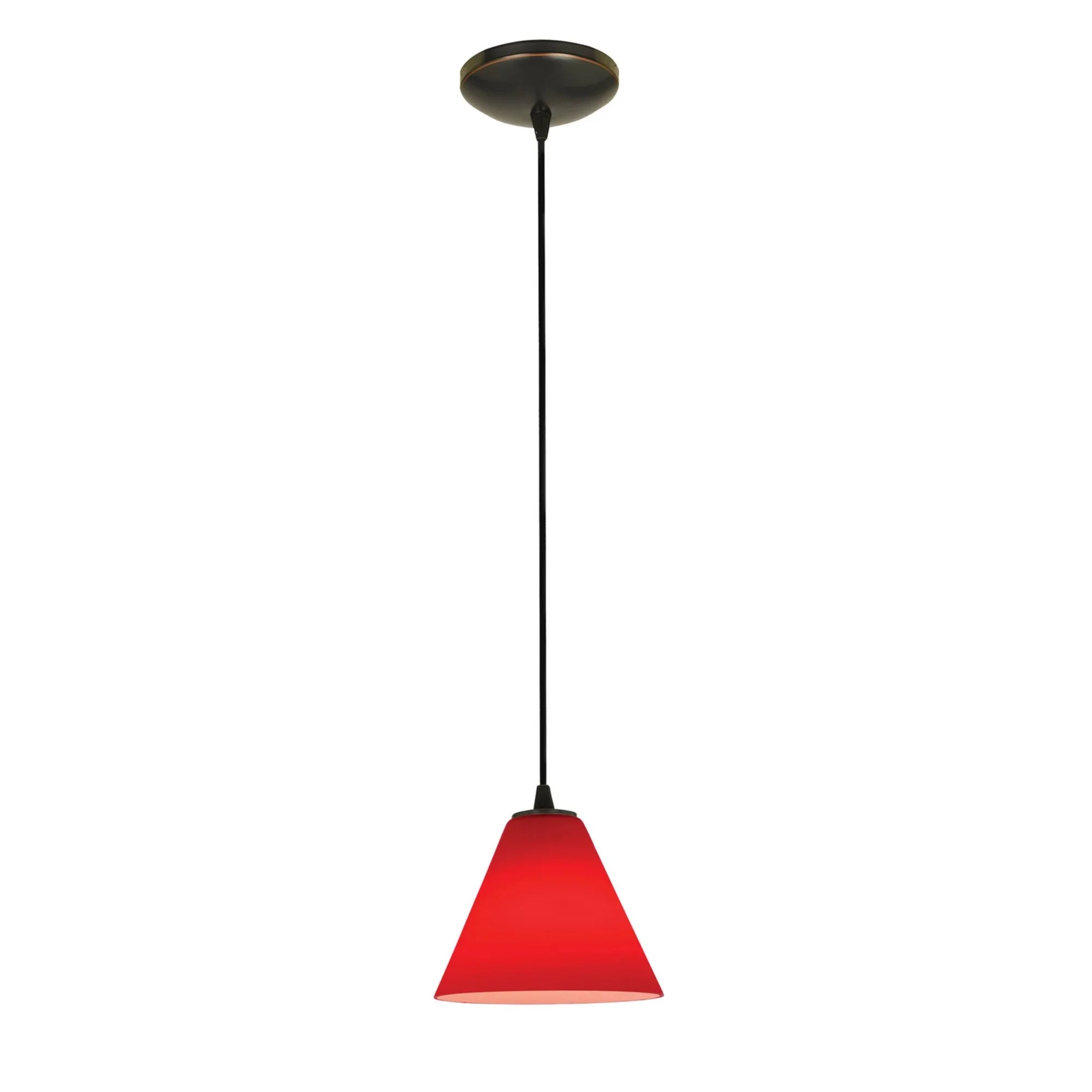 Martini 7" LED Pendant, Oil Rubbed Bronze Finish, Red Diffuser, Cord - Bees Lighting
