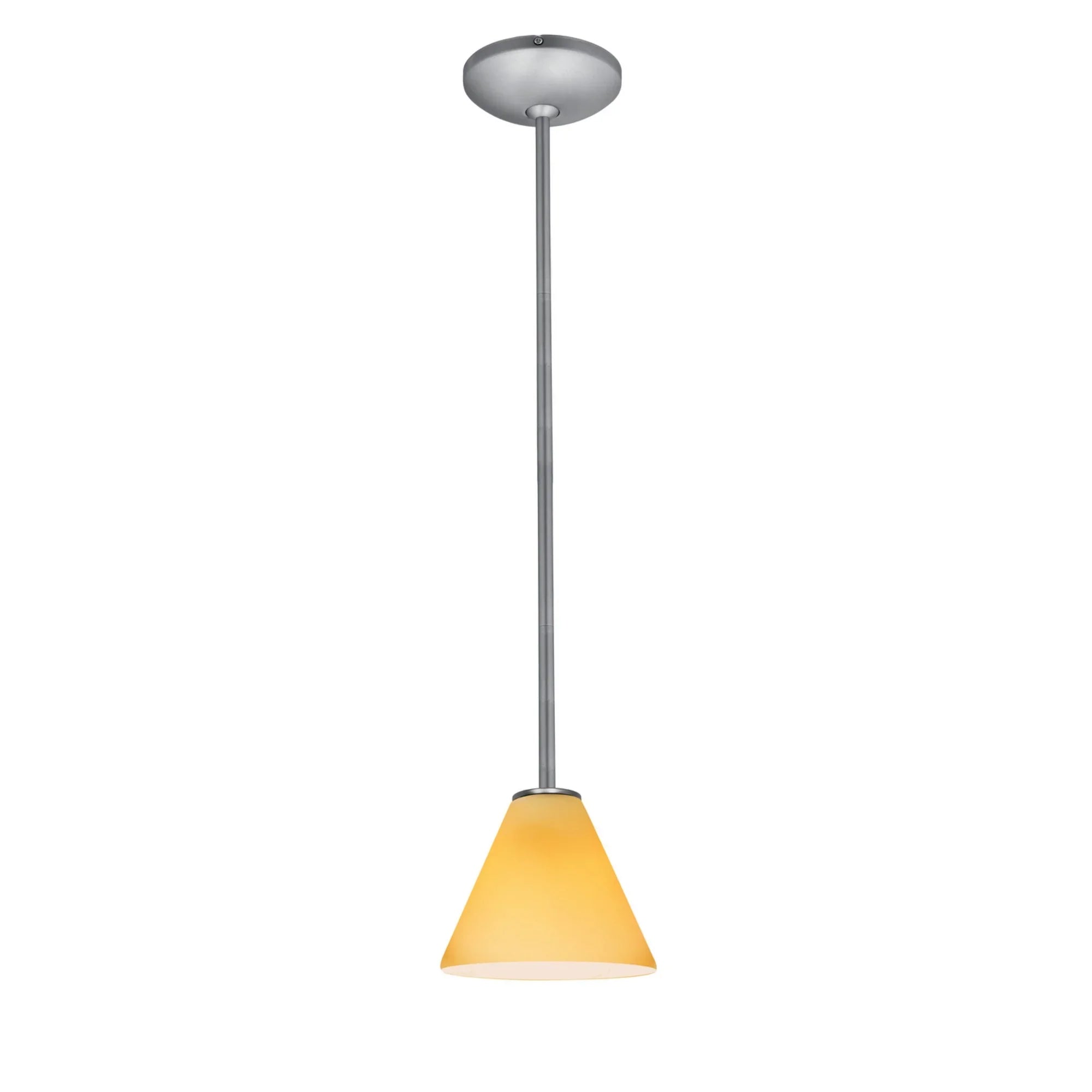 Martini 7" LED Pendant, Brushed Steel Finish, Amber Diffuser, Rod - Bees Lighting