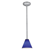 Martini 7" LED Pendant, Brushed Steel Finish, Cobalt Diffuser, Rod - Bees Lighting