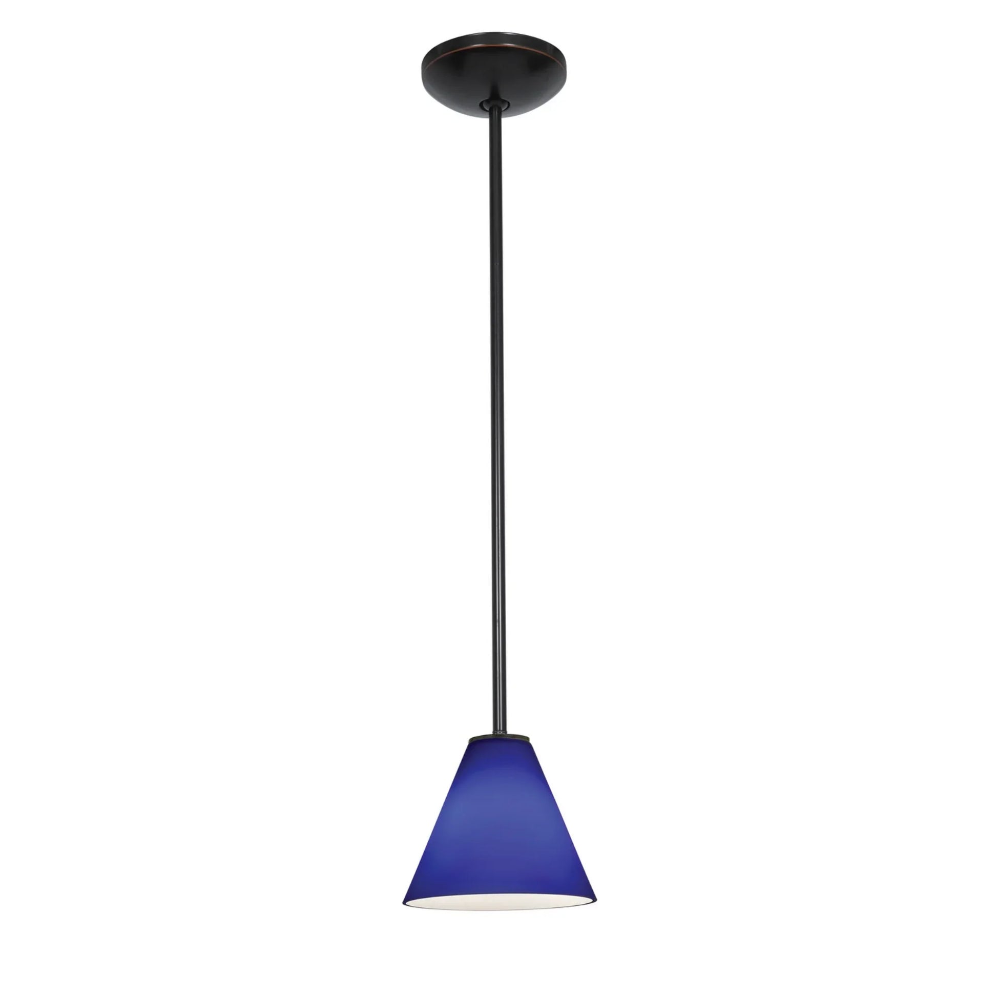 Martini 7" LED Pendant, Oil Rubbed Bronze Finish, Cobalt Diffuser, Rod - Bees Lighting