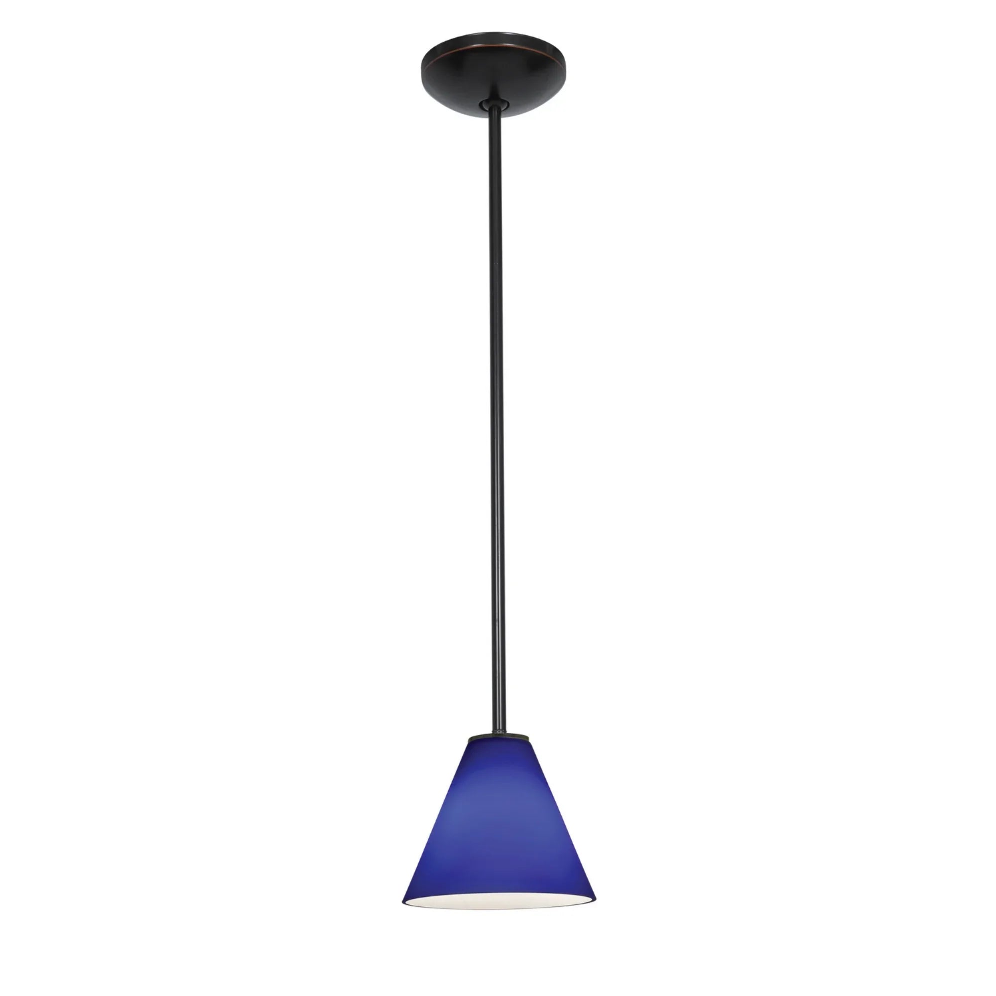 Martini 7" LED Pendant, Oil Rubbed Bronze Finish, Cobalt Diffuser, Rod - Bees Lighting