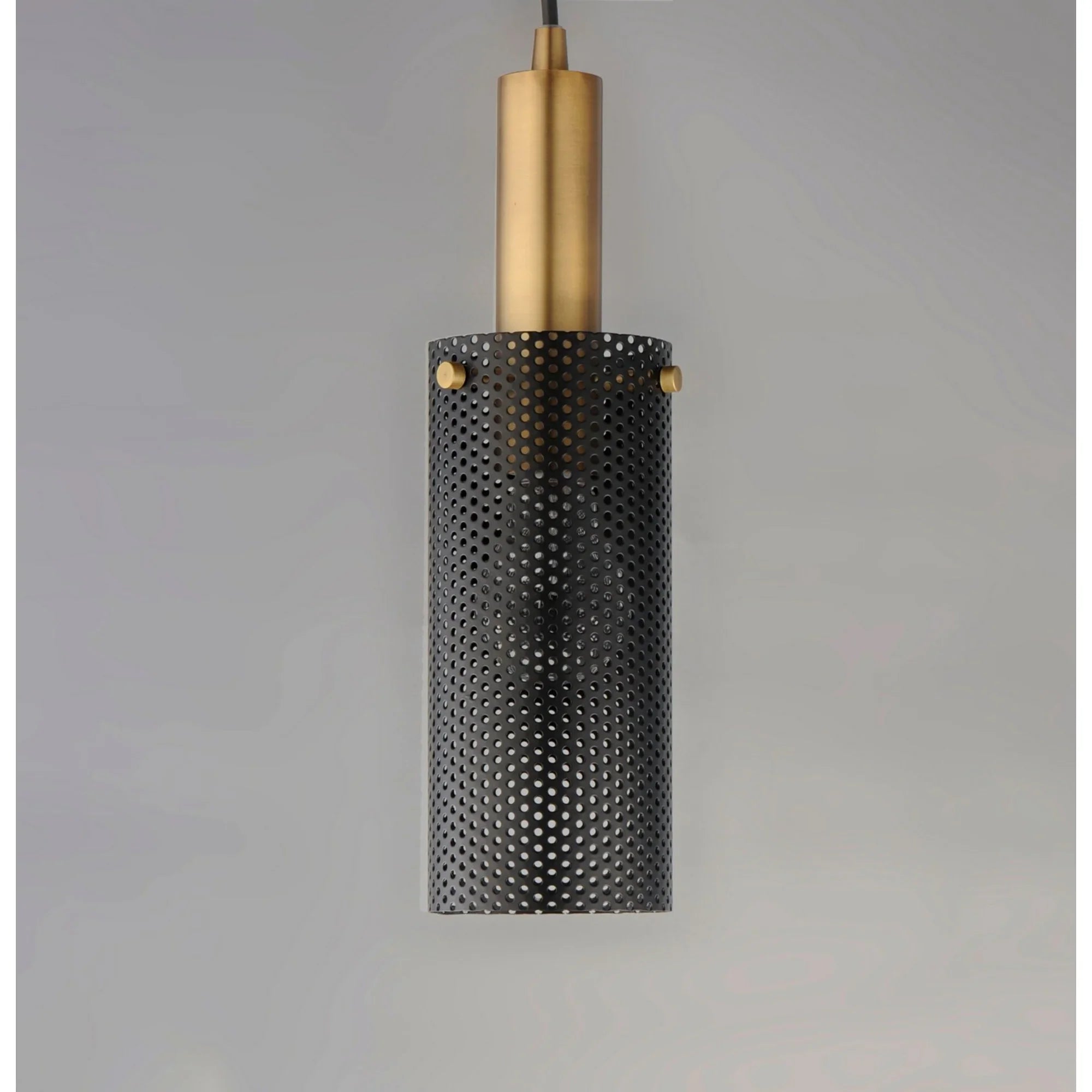 Perf 13" Mini Pendant, Black & Satin Brass Finish - Bees Lighting