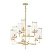 Crosby 31" 9-Light Chandelier, Satin Brass Finish - Bees Lighting