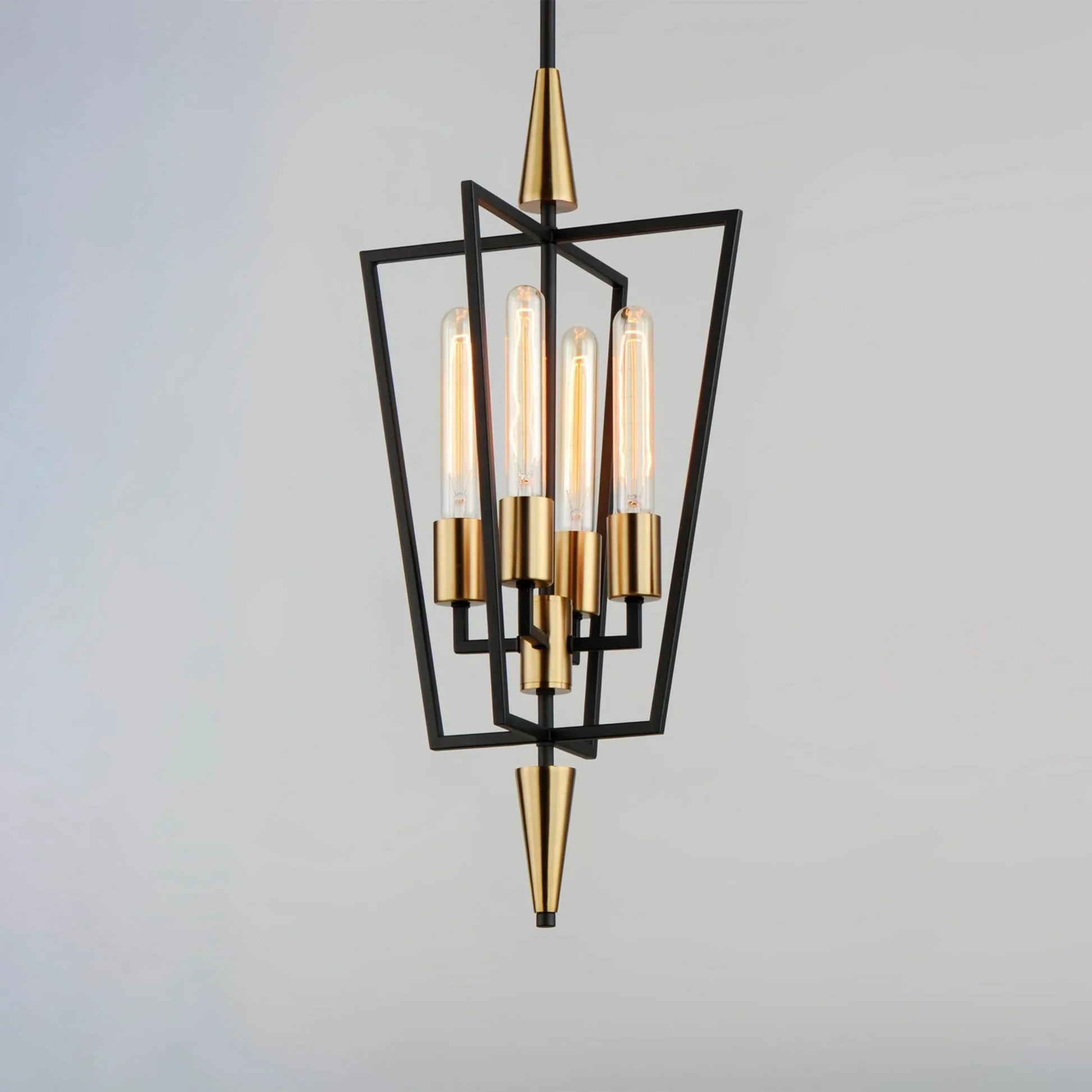 Wings 25" 4-Light Pendant, Black & Satin Brass Finish - Bees Lighting