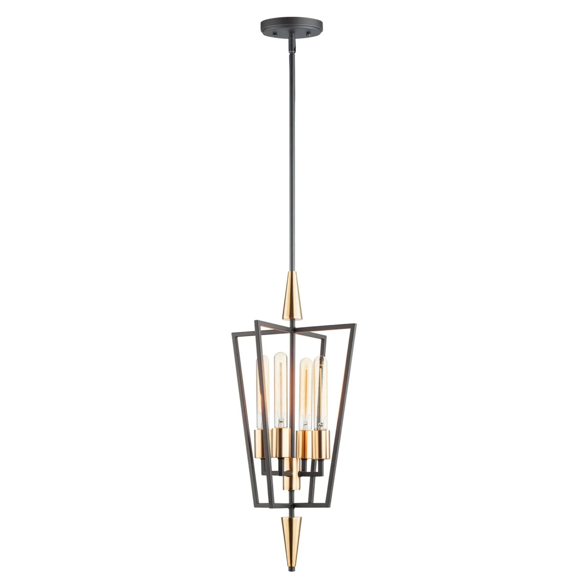 Wings 25" 4-Light Pendant, Black & Satin Brass Finish - Bees Lighting
