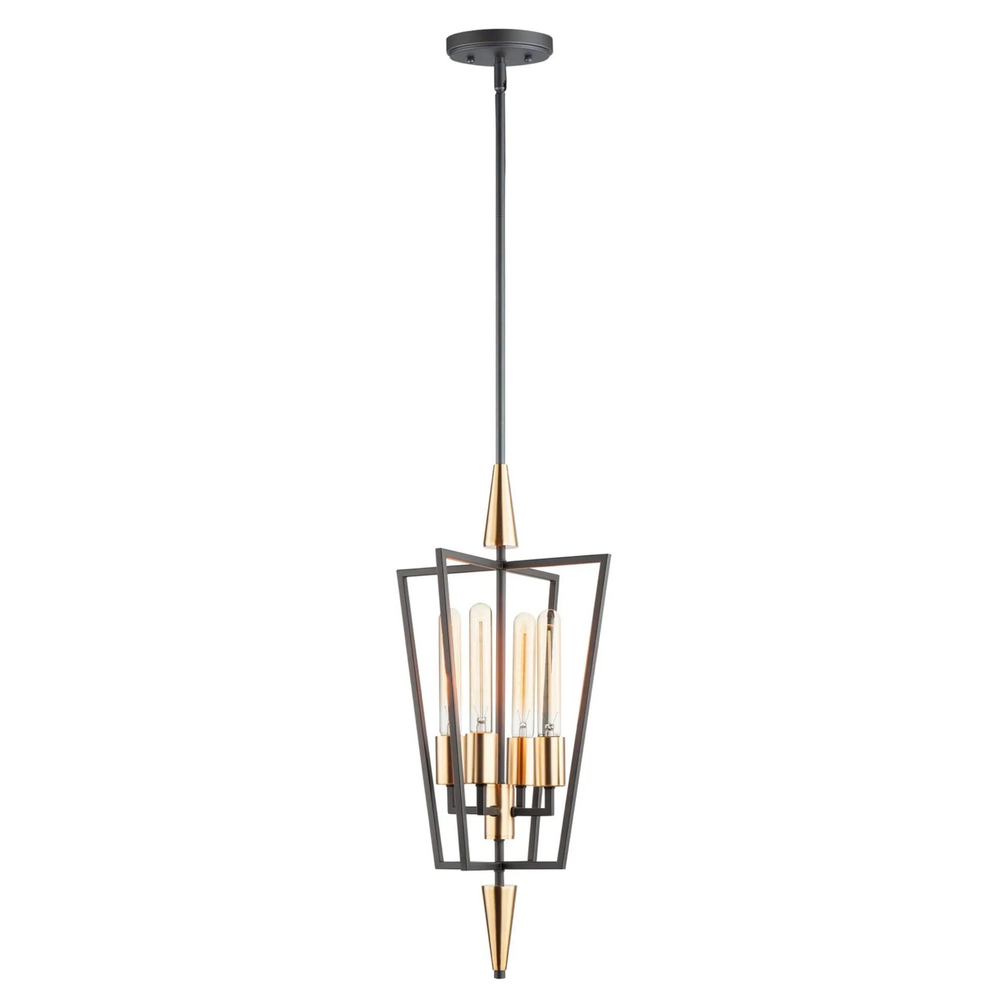 Wings 25" 4-Light Pendant, Black & Satin Brass Finish - Bees Lighting