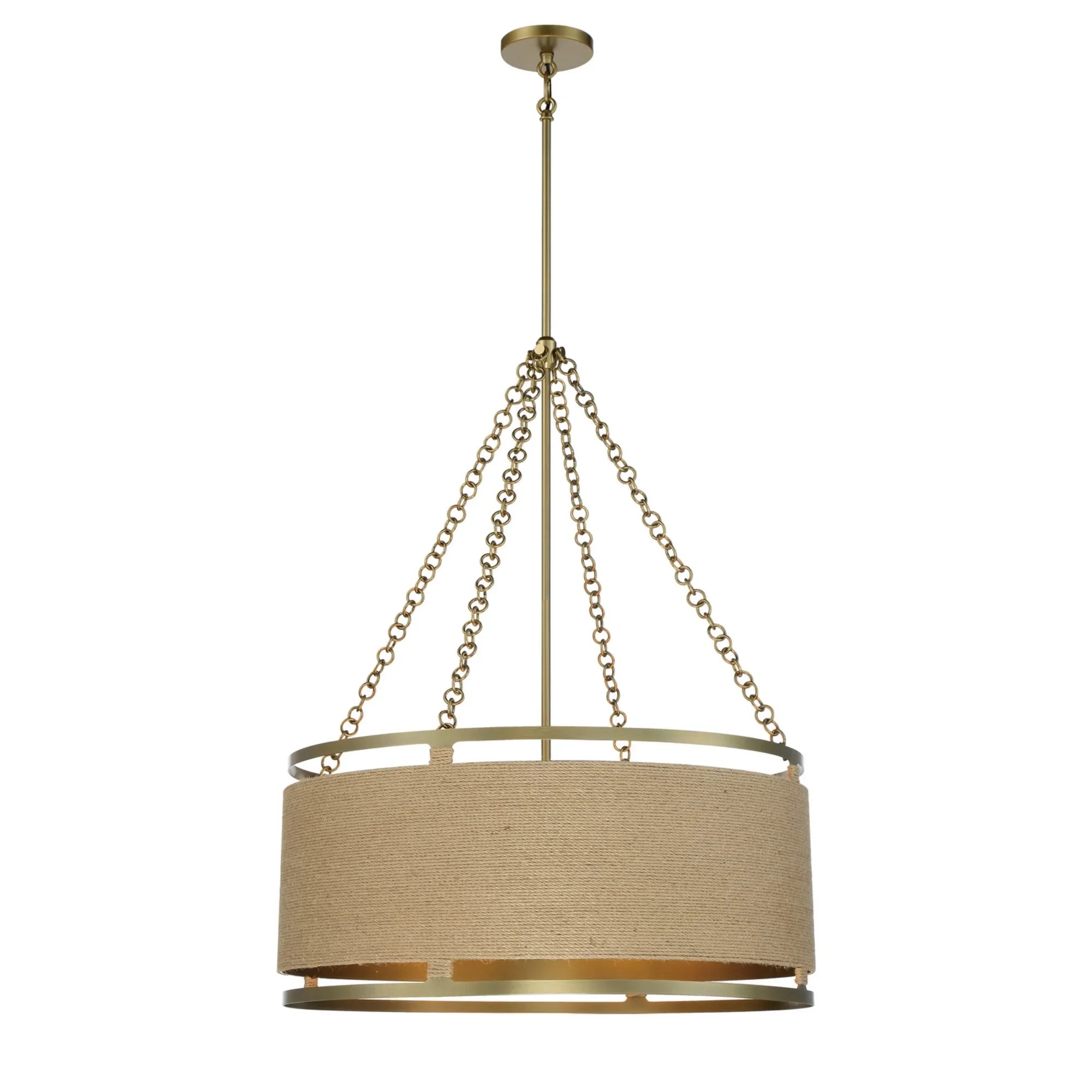 Windward Passage 27" 6-Light Pendant, Soft Brass Finish - Bees Lighting