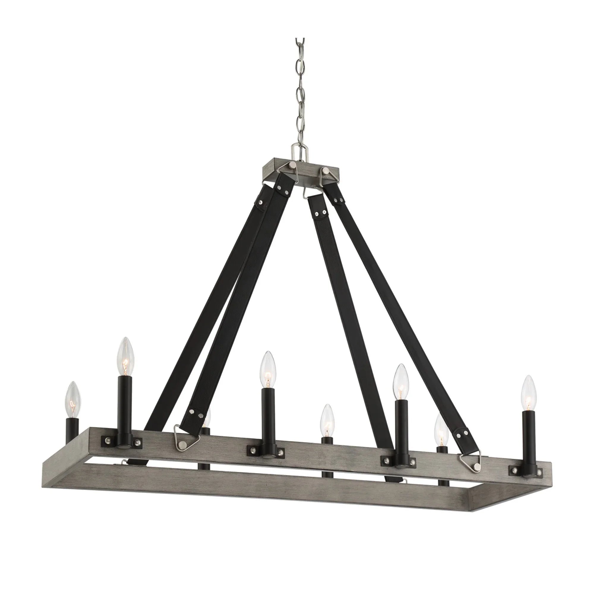 Rawson Ridge 37" 8-Light Island Light, Aged Silverwood & Coal Finish - Bees Lighting