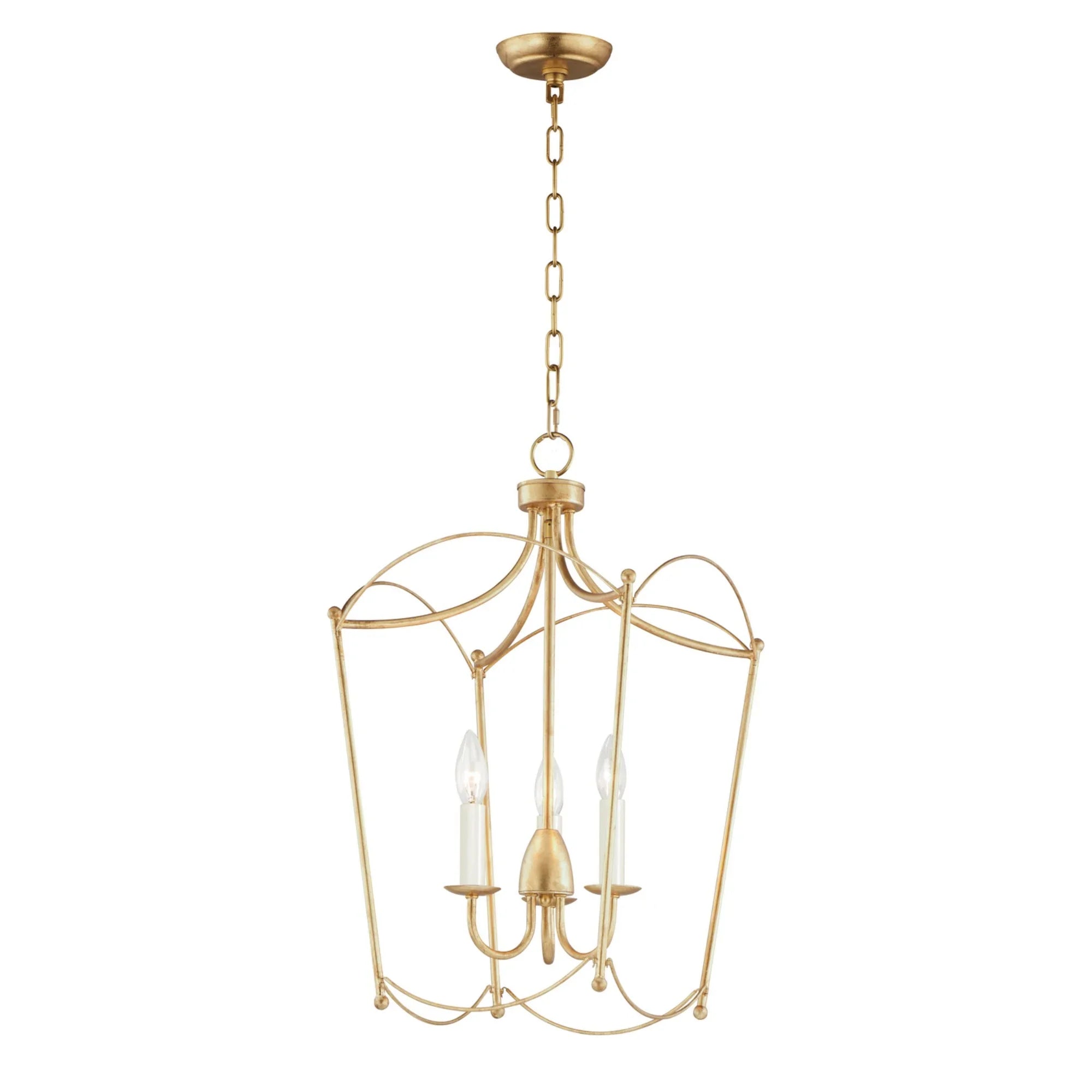 Plumette 25" 3-Light Pendant, Gold Leaf Finish - Bees Lighting