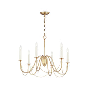 Plumette 28" 6-Light Chandelier, Gold Leaf Finish - Bees Lighting