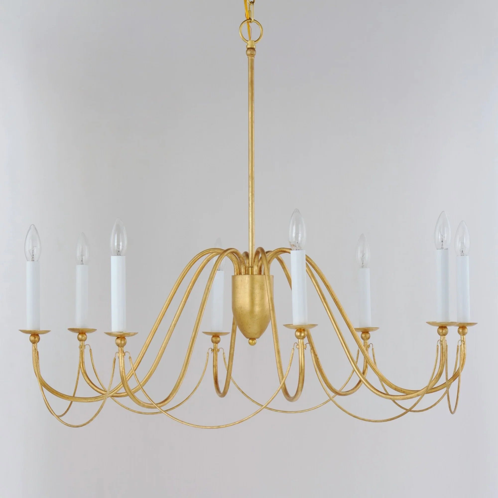 Plumette 36" 8-Light Chandelier, Gold Leaf Finish - Bees Lighting