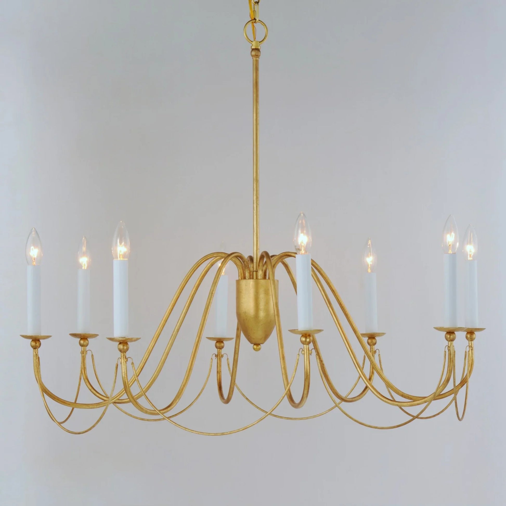 Plumette 36" 8-Light Chandelier, Gold Leaf Finish - Bees Lighting
