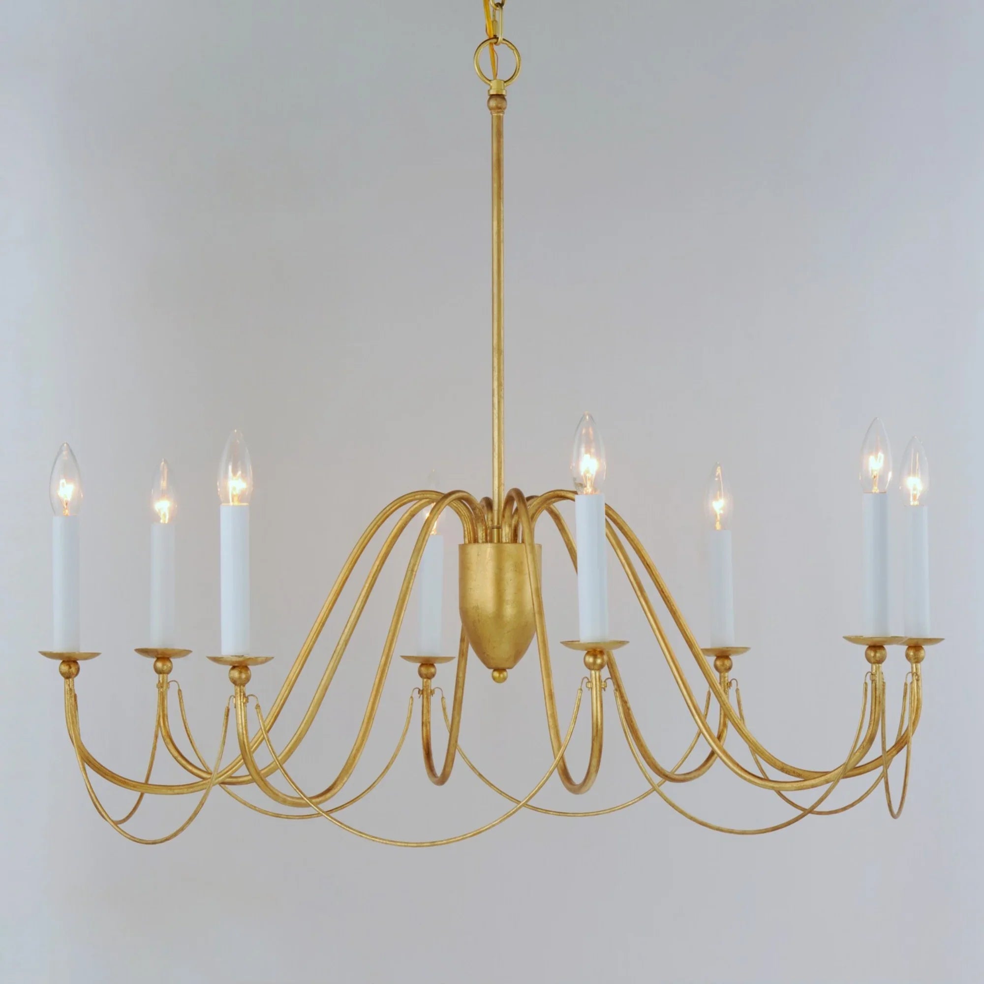 Plumette 36" 8-Light Chandelier, Gold Leaf Finish - Bees Lighting