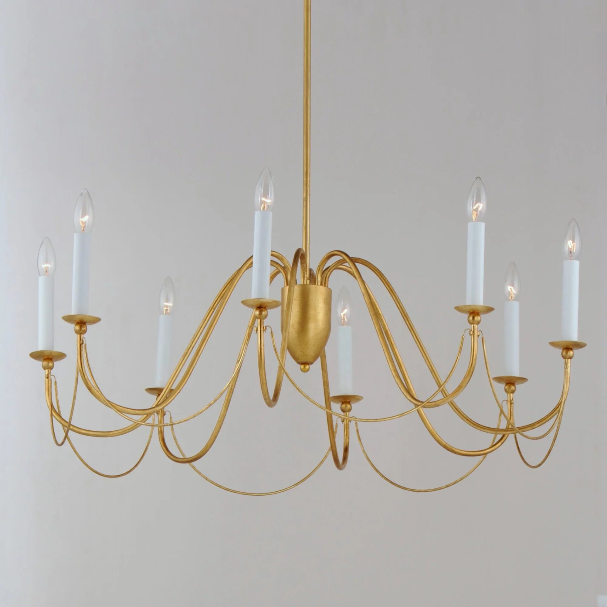 Plumette 36" 8-Light Chandelier, Gold Leaf Finish - Bees Lighting