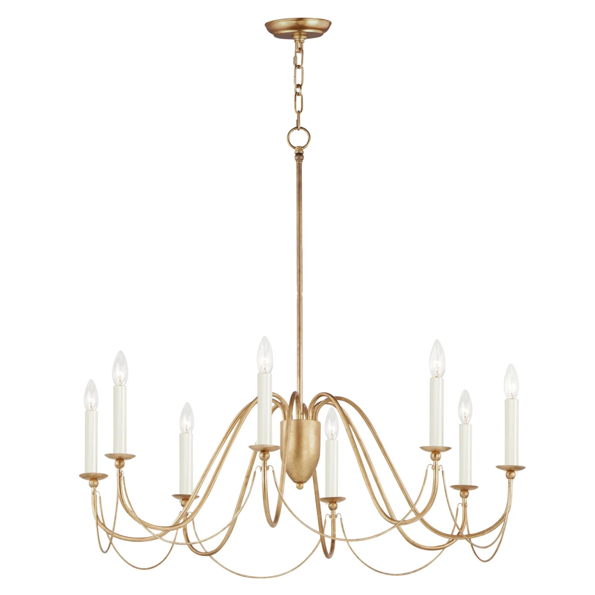 Plumette 36" 8-Light Chandelier, Gold Leaf Finish - Bees Lighting