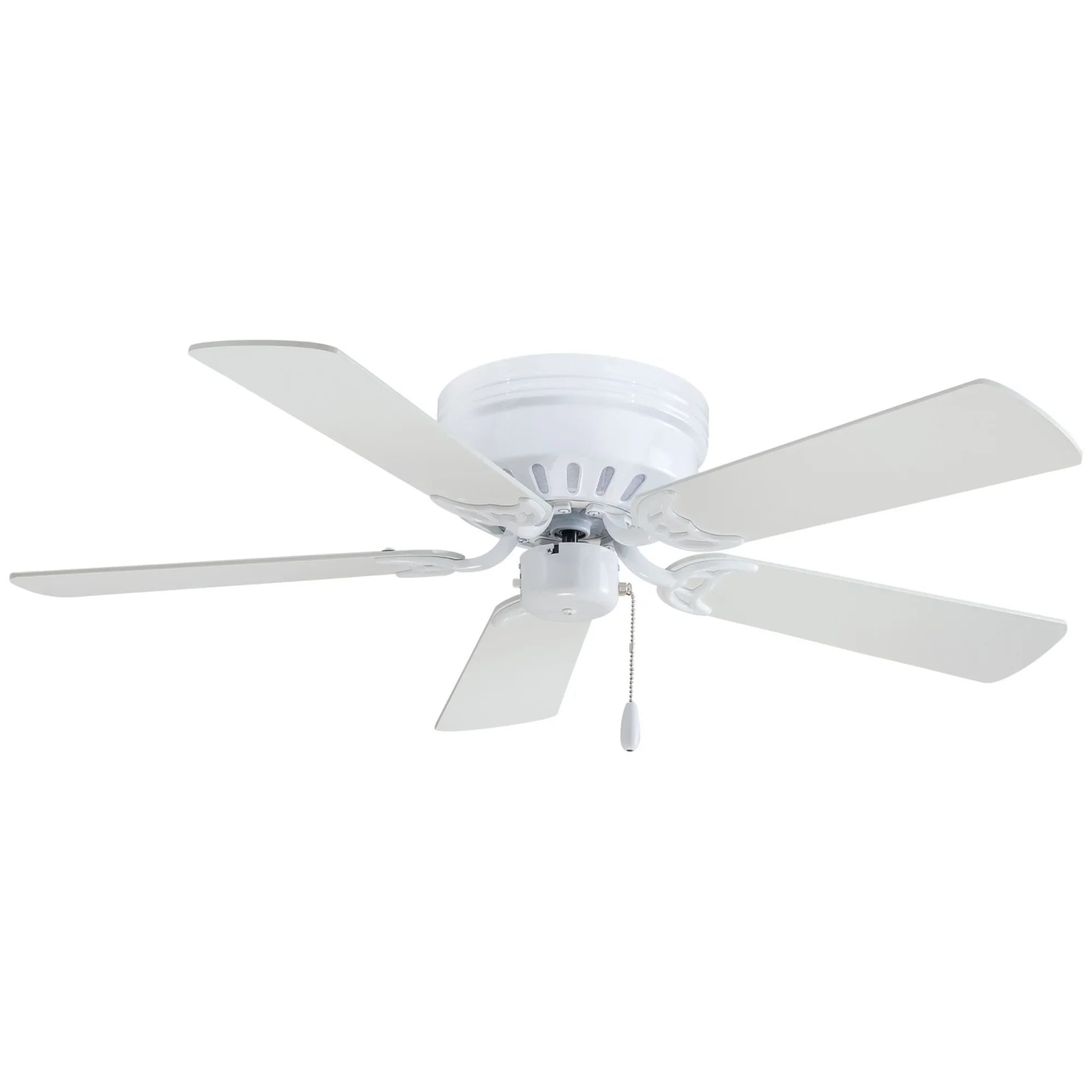 Mesa 42" White Flush Mount Ceiling Fan with Pull Chain - Bees Lighting