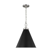Wellfleet Medium Cone Pendant, Midnight Black & Polished Nickel Finish - Bees Lighting