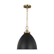Wellfleet Medium Dome Pendant, Midnight Black & Burnished Brass Finish - Bees Lighting