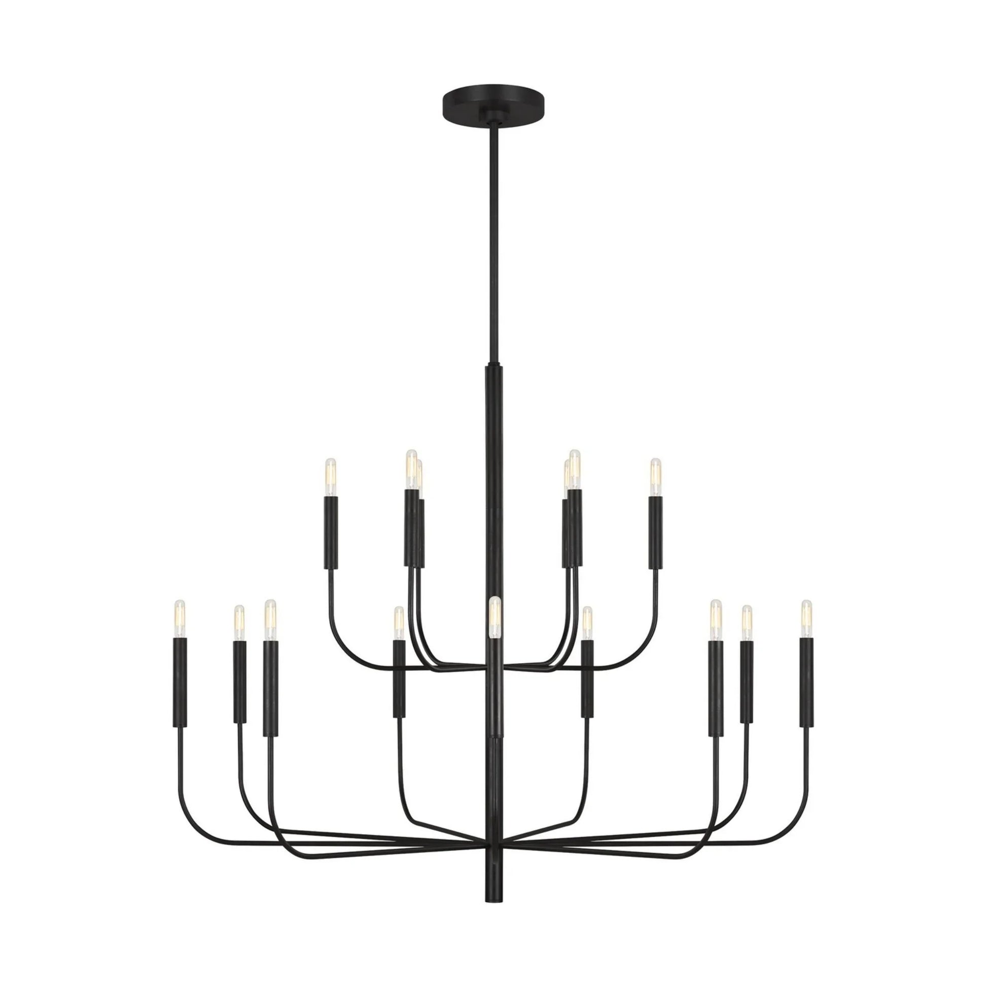 Brianna 49" 15-Light Large 2-Tier Chandelier, Aged Iron Finish - Bees Lighting