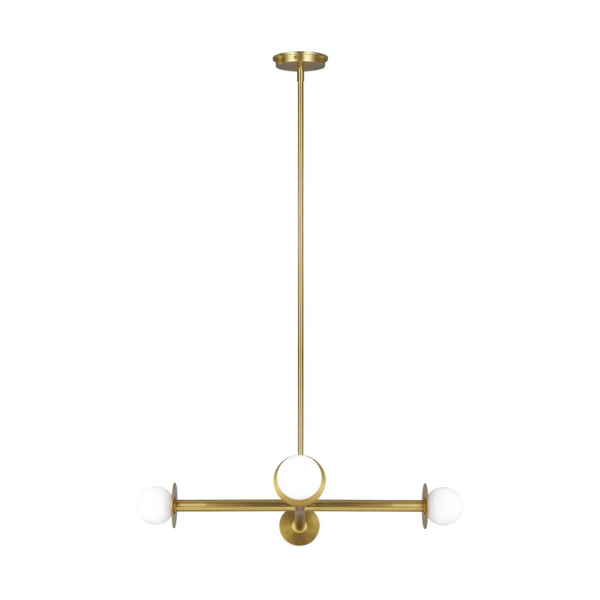 Nodes 30" 4-Light Wide Chandelier, Burnished Brass Finish - Bees Lighting