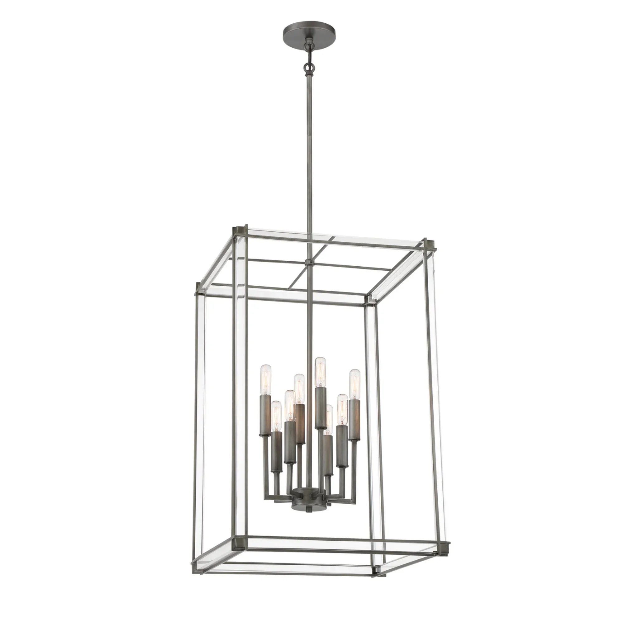 Langen Square 18" 8-Light Pendant, Antique Nickel Finish - Bees Lighting
