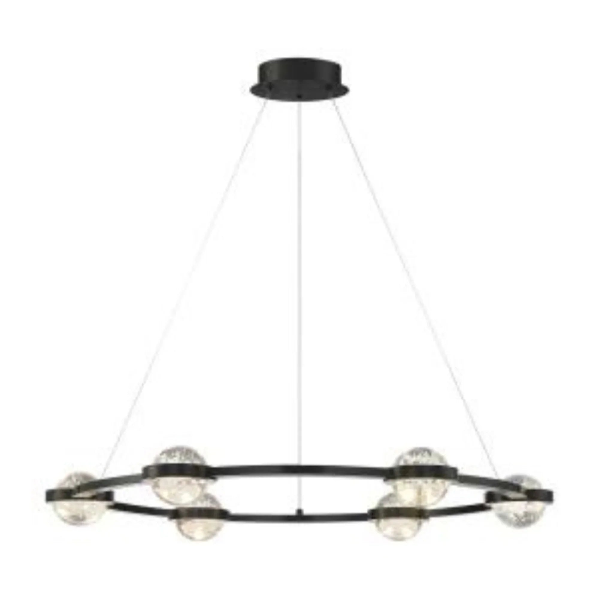 Circolo 6-Light 36" LED Chandelier, Black Finish - Bees Lighting