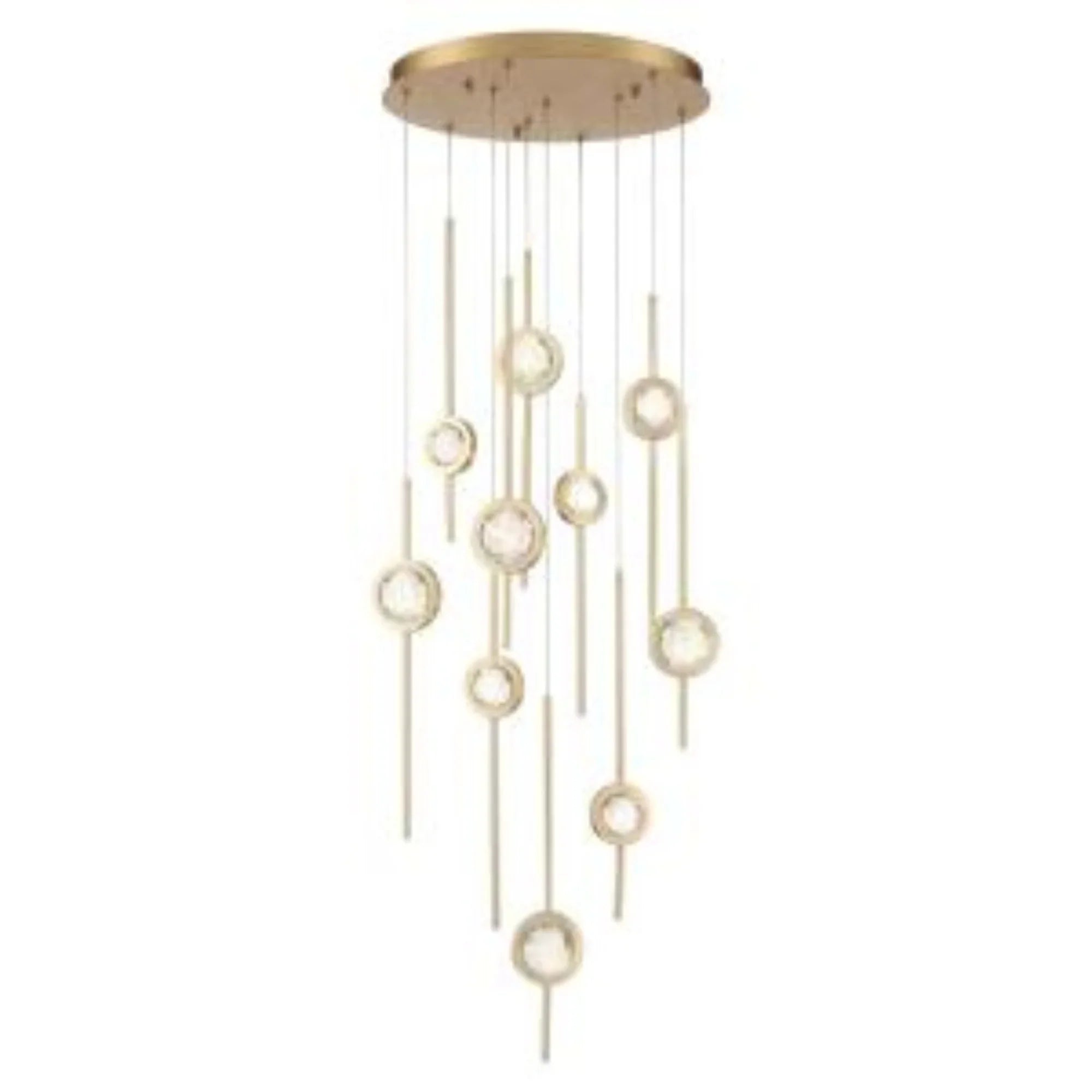Barletta 10-Light 24" LED Multi Drop Chandelier, Brass Finish - Bees Lighting