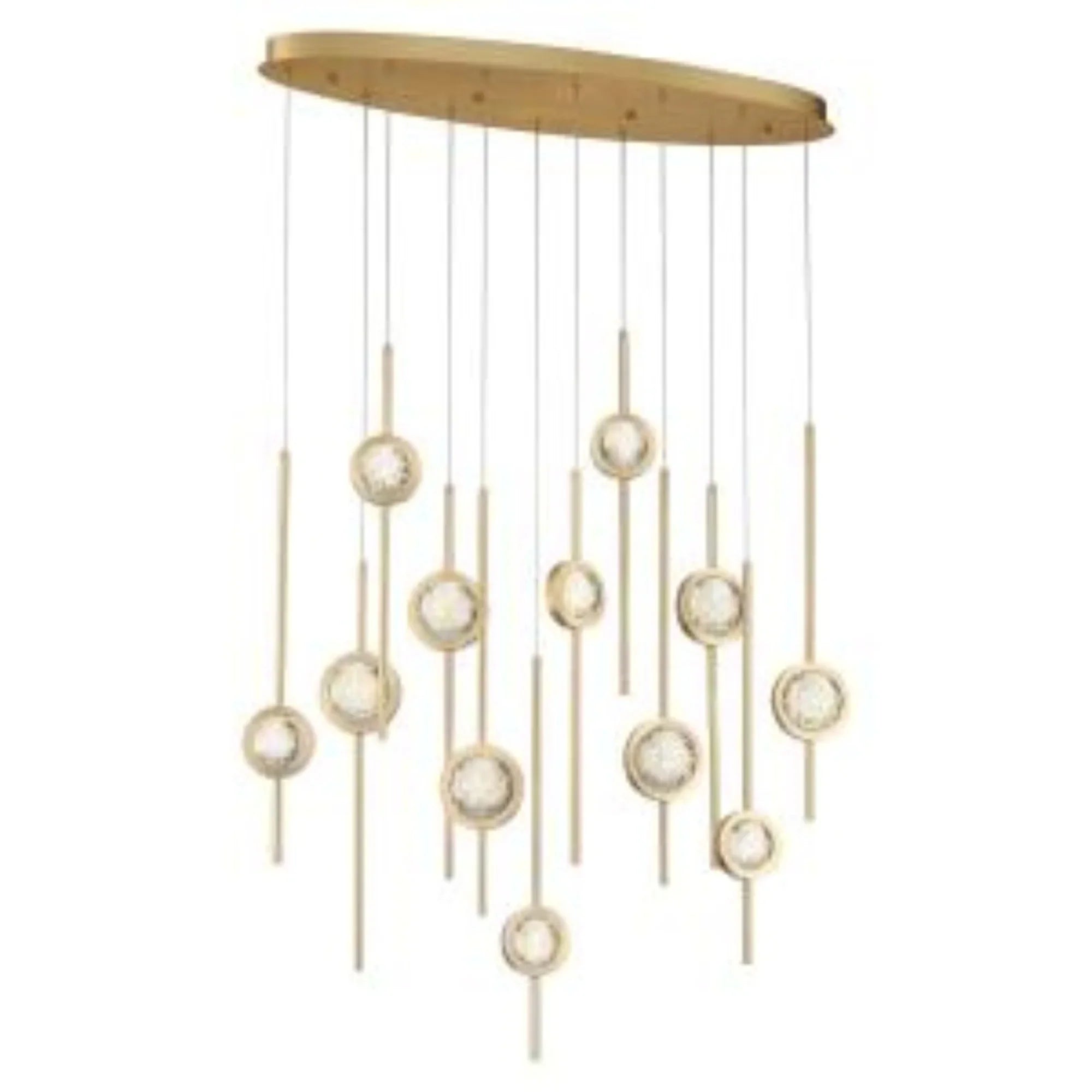 Barletta 12-Light 38" LED Multi Drop Chandelier, Brass Finish - Bees Lighting