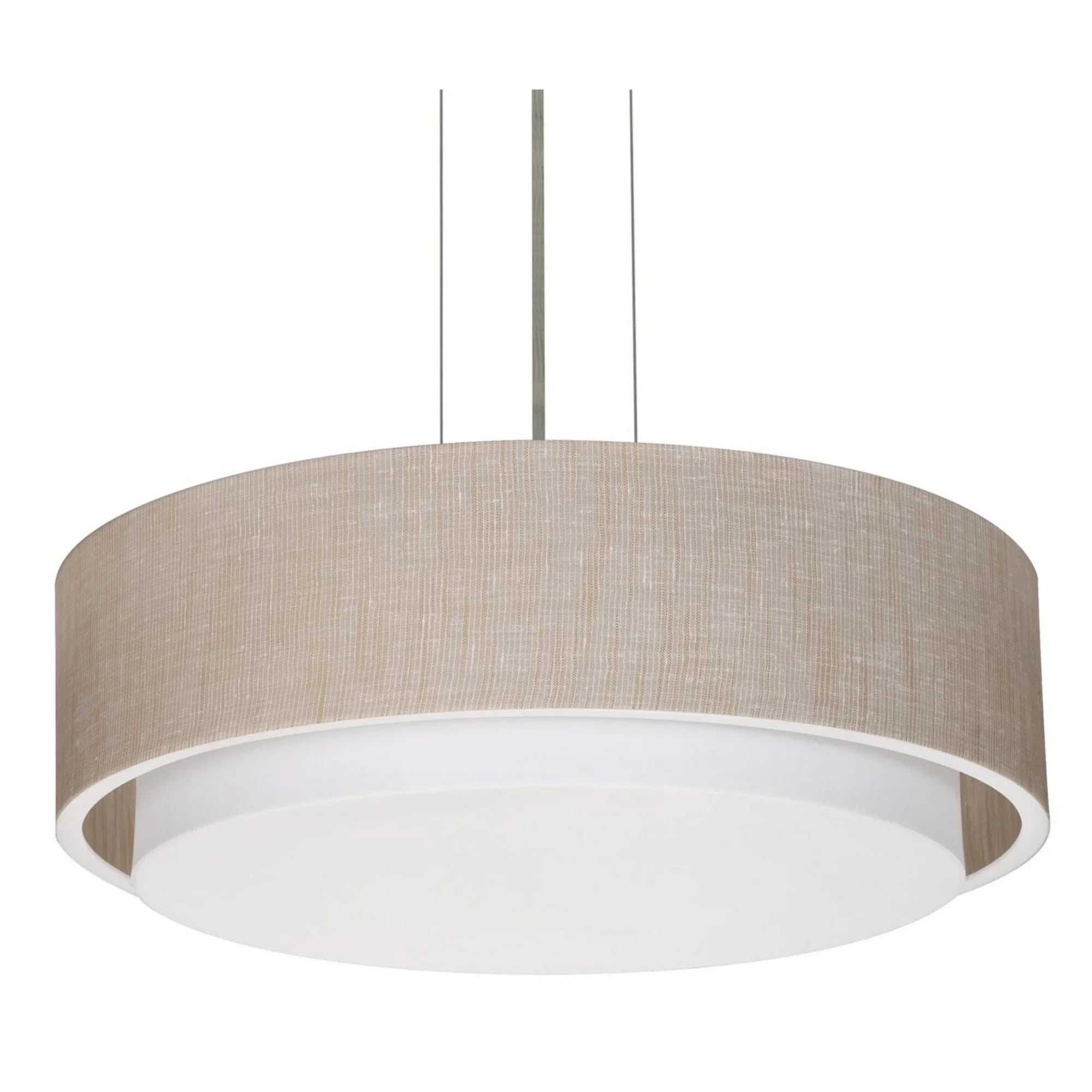 Sanibel 16" LED Pendant, Satin Nickel & Jute Shade - Bees Lighting