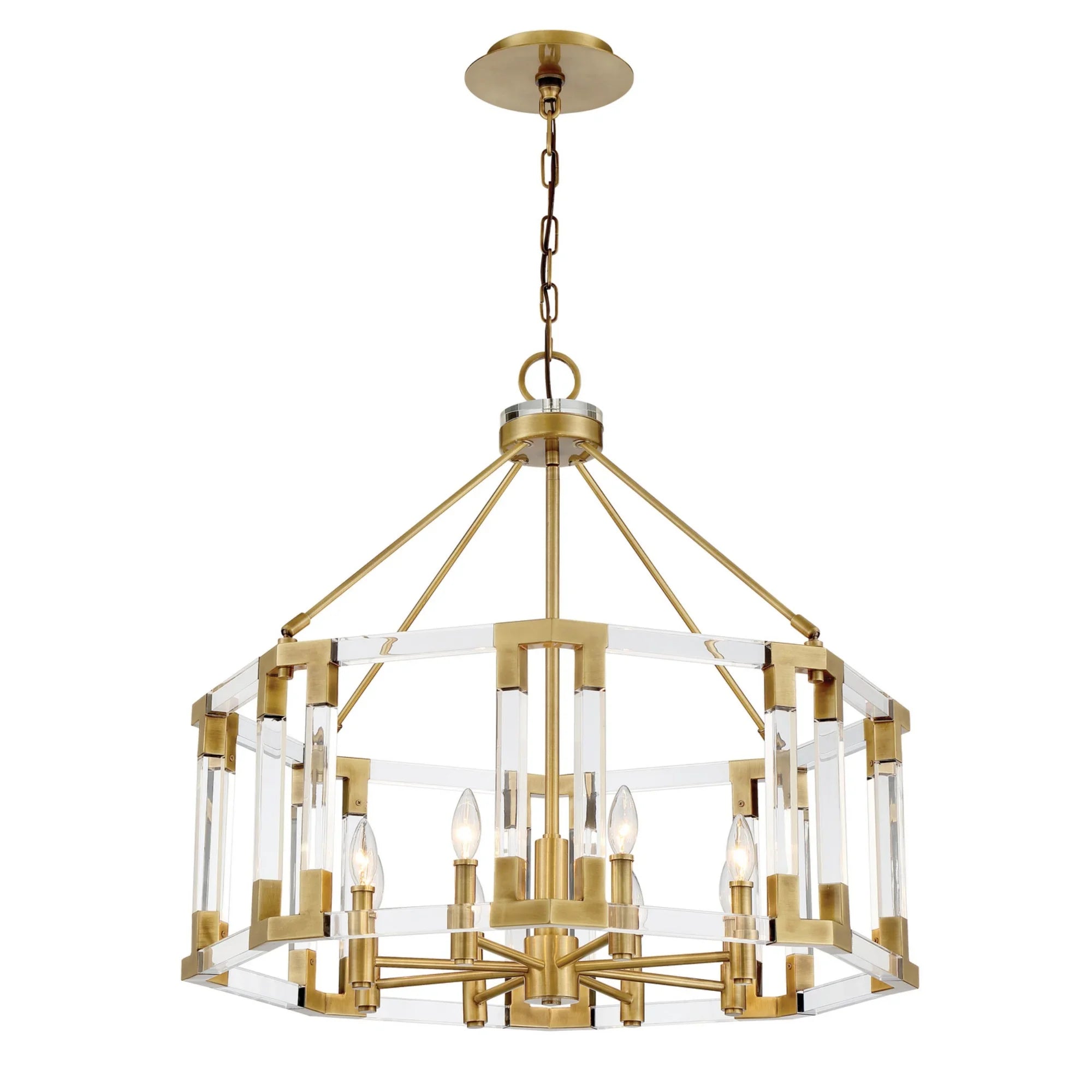 Prima Vista 31" 8-Light Chandelier, Aged Antique Brass Finish - Bees Lighting
