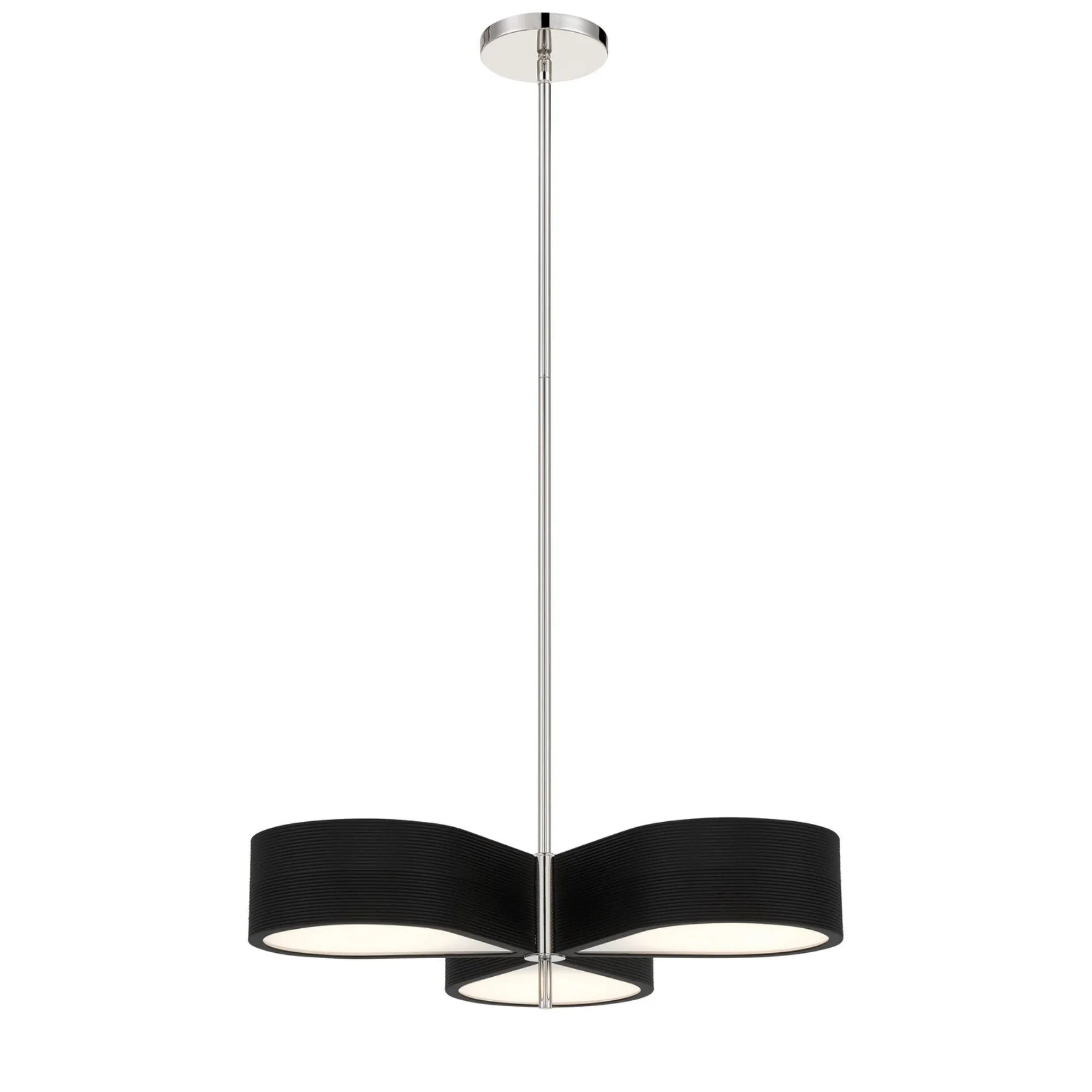Side Step 3-Light 24" LED Chandelier, Coal & Polished Nickel Highlights - Bees Lighting
