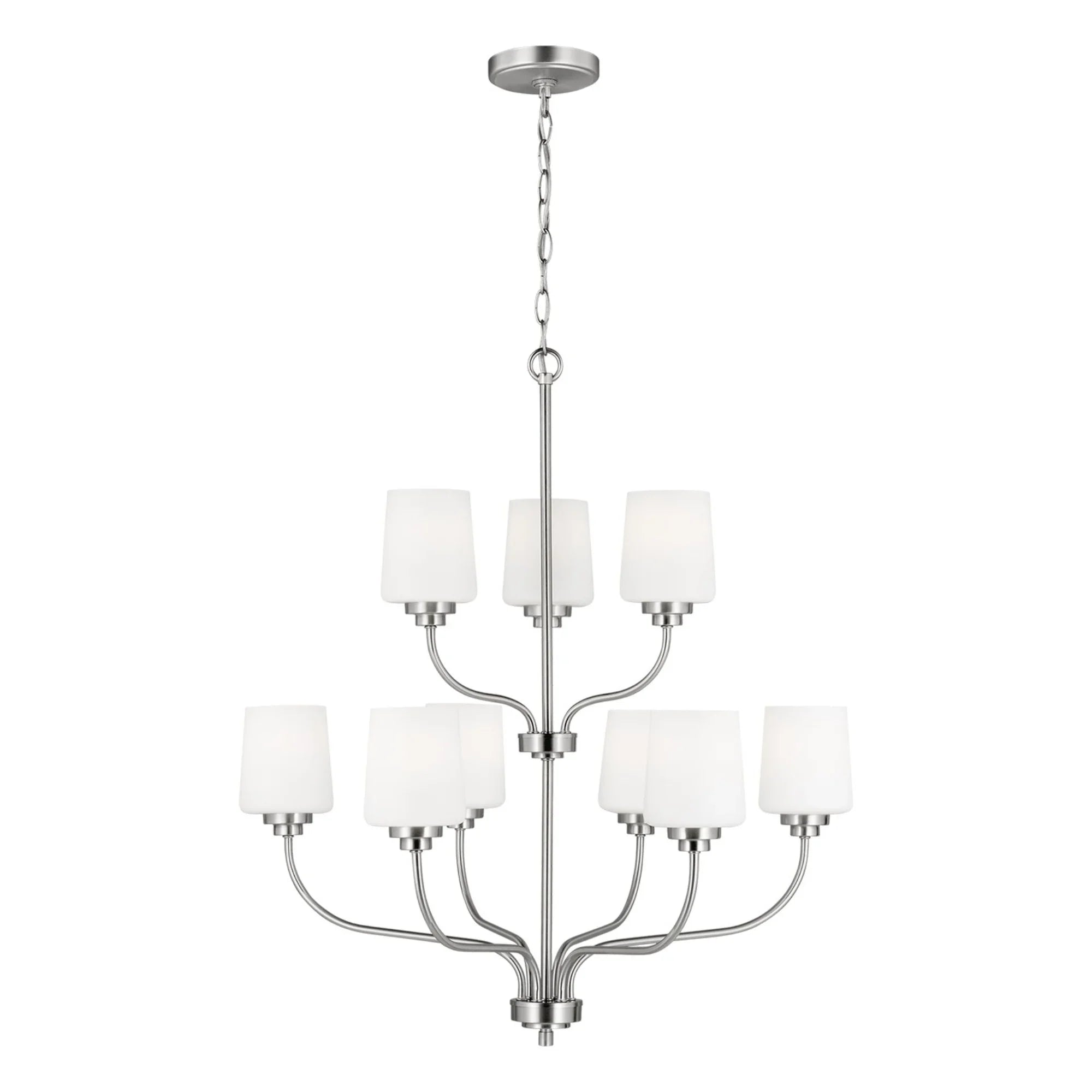 Windom 28" 9-Light Chandelier, Brushed Nickel Finish - Bees Lighting