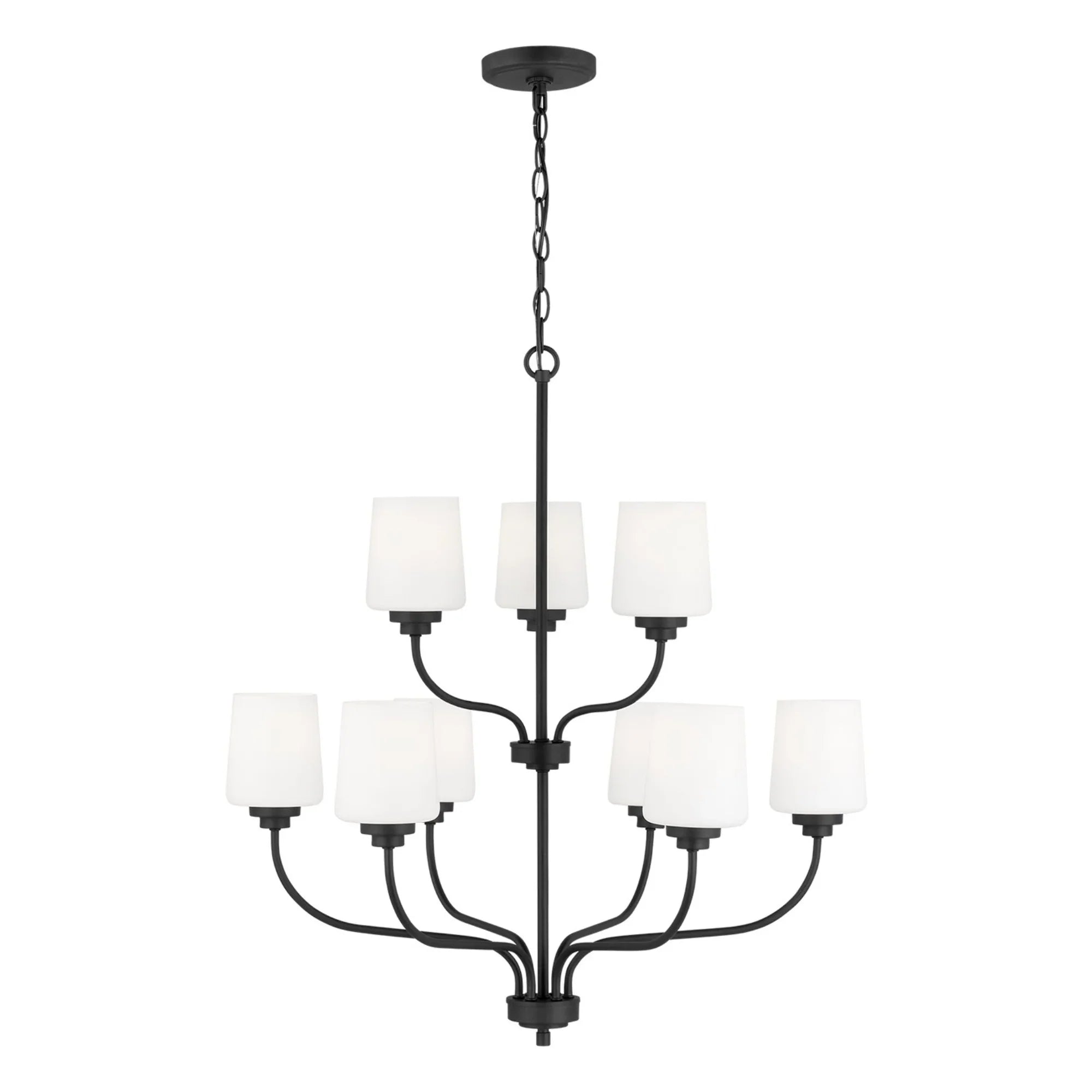 Windom 28" 9-Light LED Chandelier, Midnight Black Finish - Bees Lighting