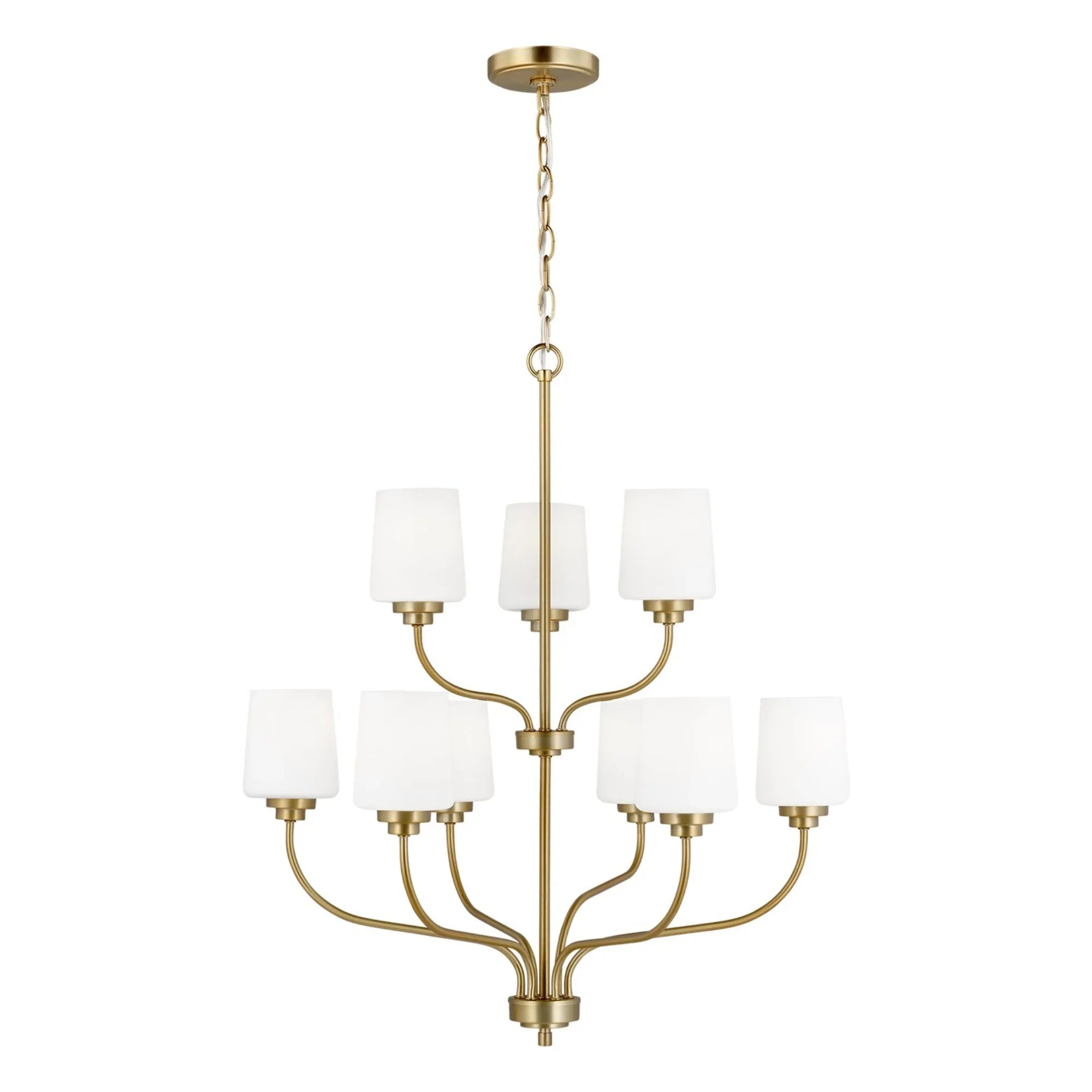 Windom 28" 9-Light LED Chandelier, Satin Brass Finish - Bees Lighting