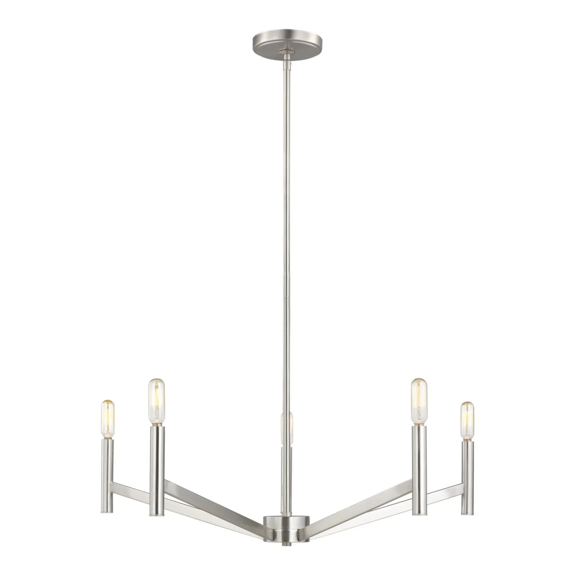 Vector 28" 5-Light Chandelier, Brushed Nickel Finish - Bees Lighting