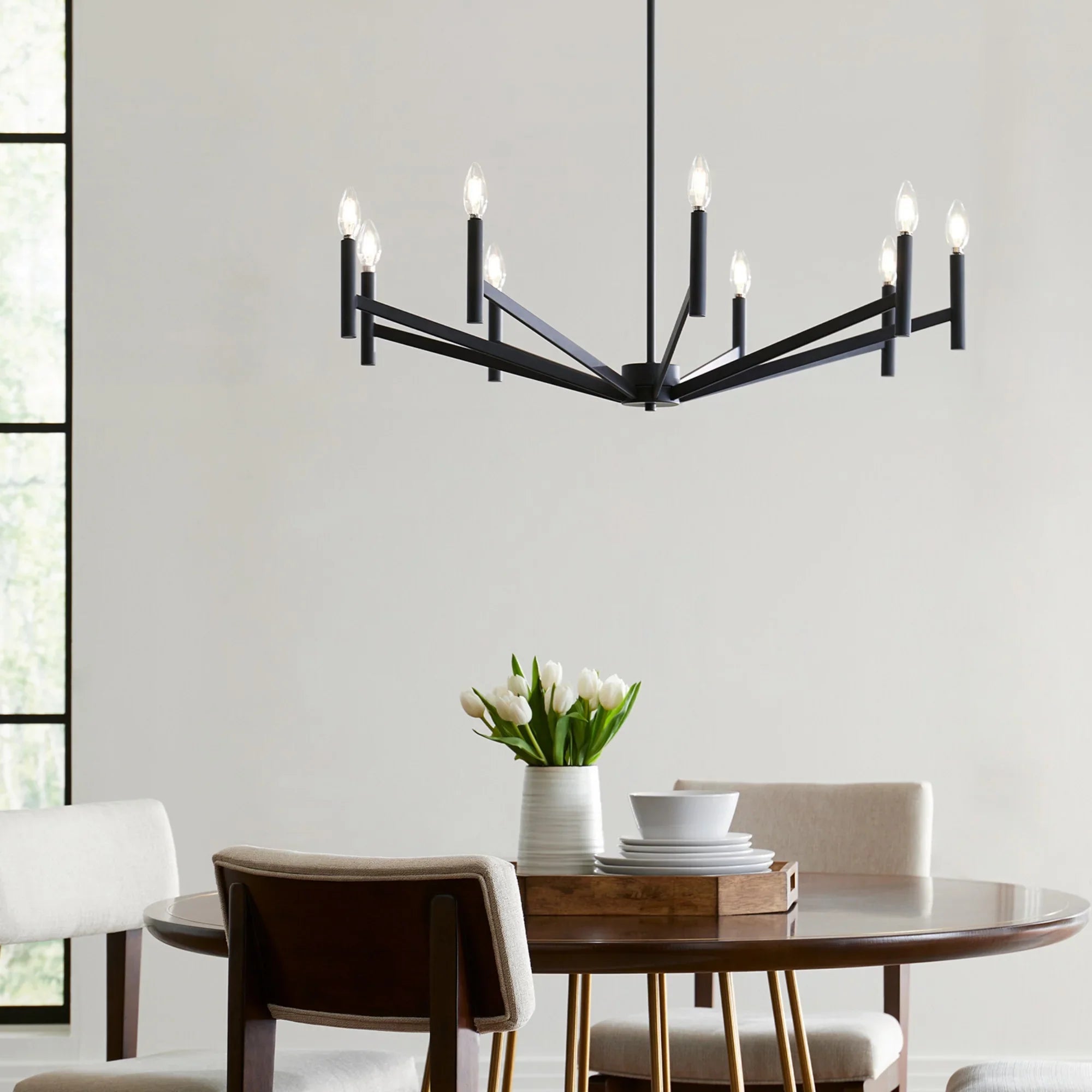 Vector 36" 9-Light Chandelier, Midnight Black Finish - Bees Lighting