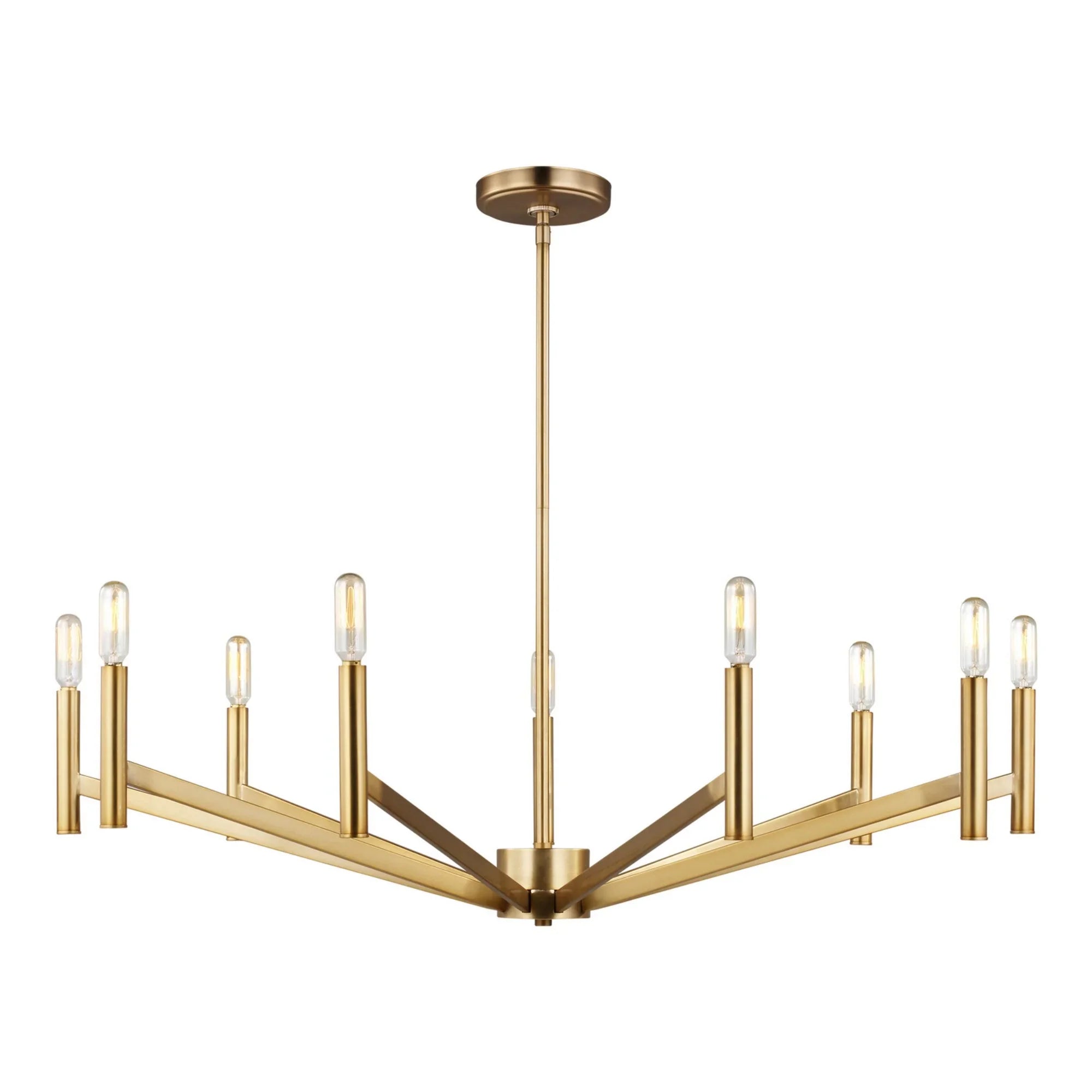 Vector 36" 9-Light Chandelier, Satin Brass Finish - Bees Lighting