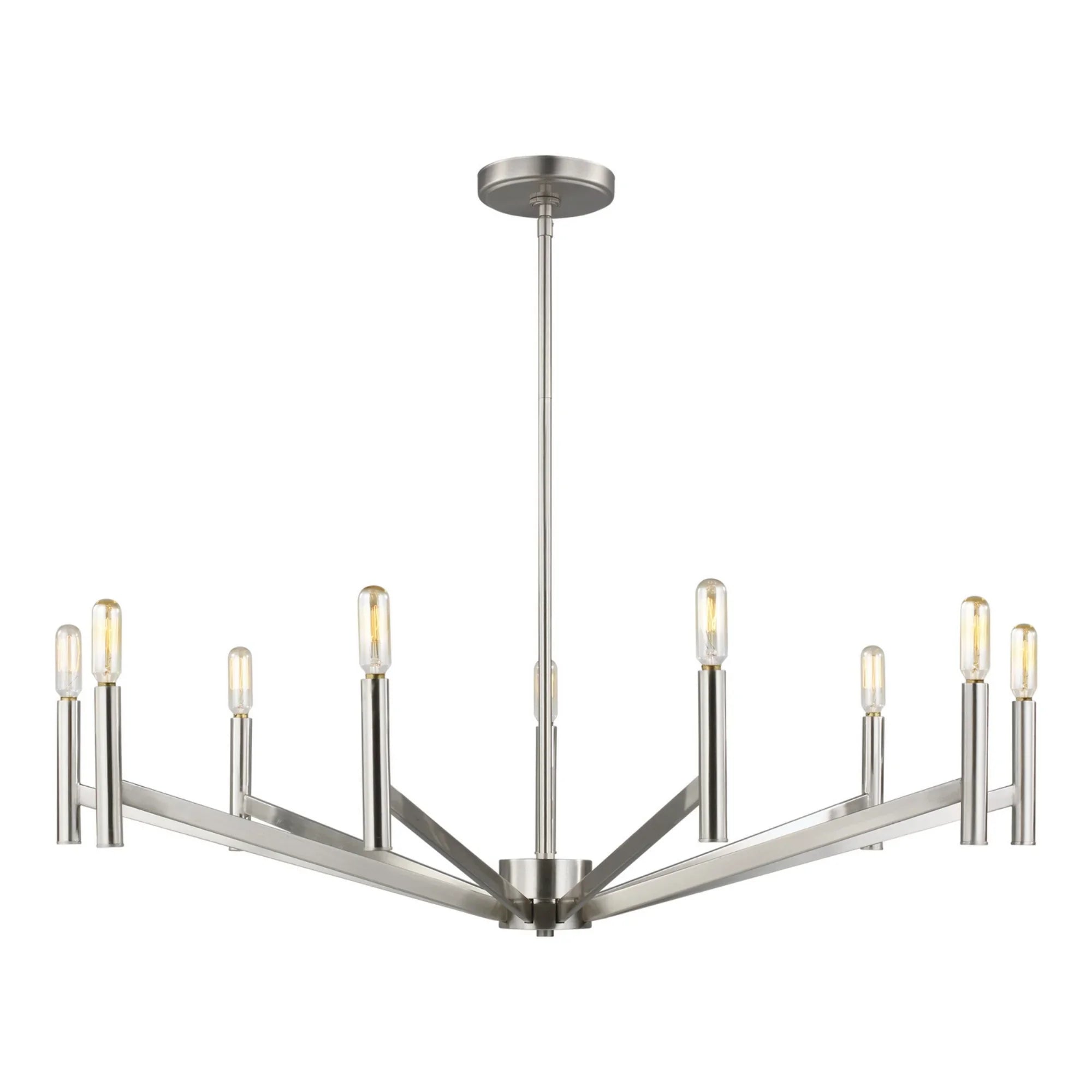 Vector 36" 9-Light Chandelier, Brushed Nickel Finish - Bees Lighting