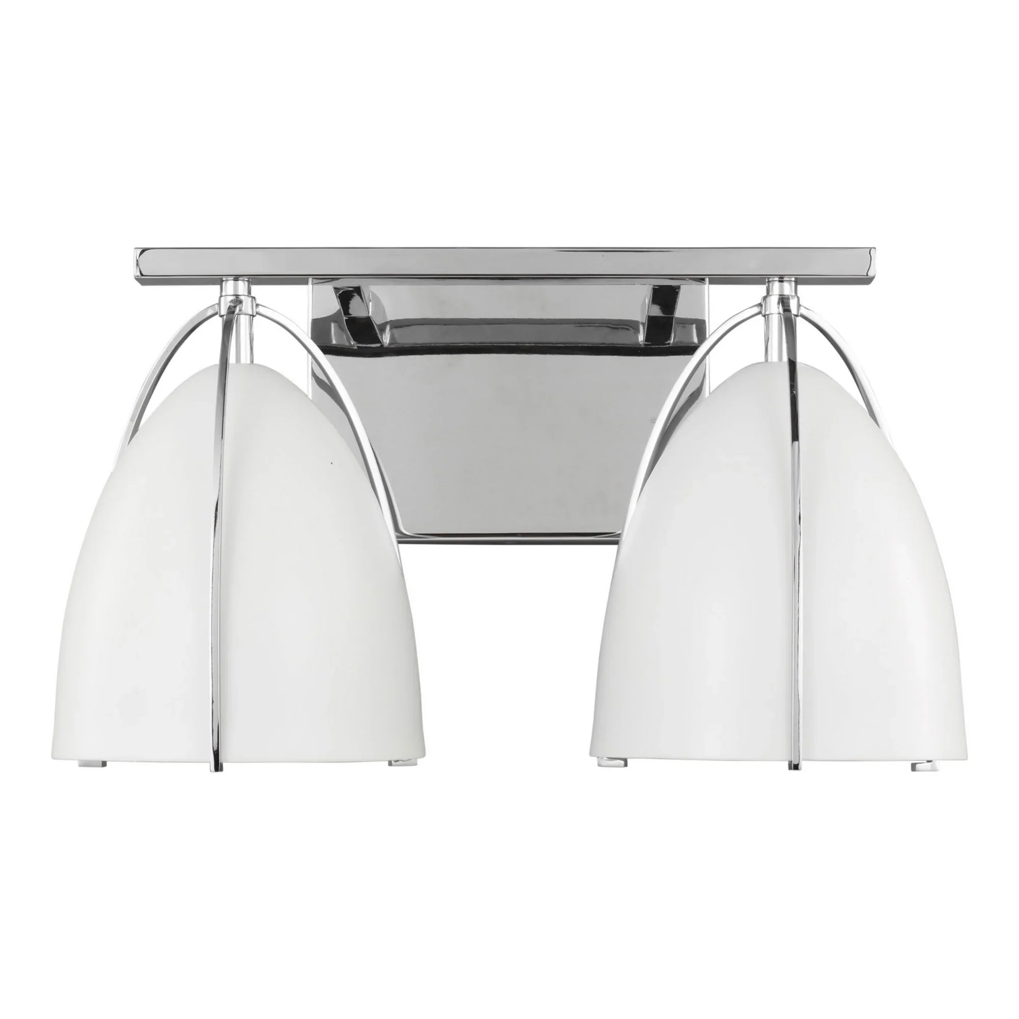 Norman 15" 2-Light Bathroom Vanity, Chrome Finish with Matte White Shade - Bees Lighting